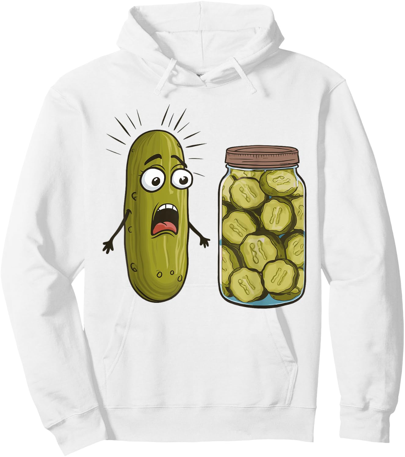 Funny Pickle Surprise A Cucumber And A Jar Of Sliced Pickles Hoodie - Hoodie | White