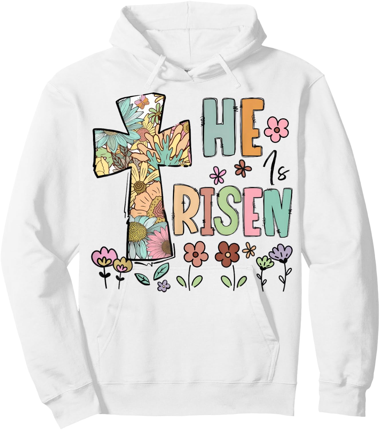 He Is Risen Christian Easter Flowers Jesus Religious Hoodie - Hoodie | White