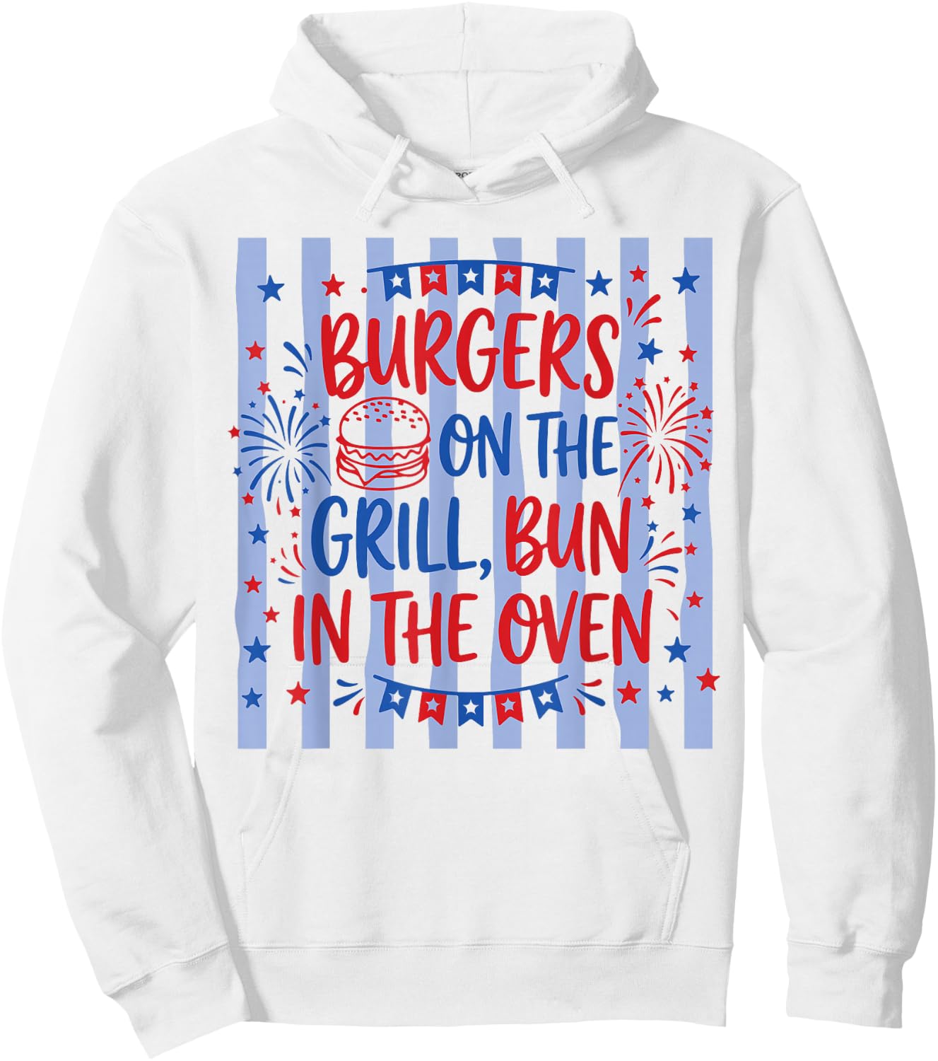 Retro Burgers On The Grill Bun in The Oven Pregnant Hoodie - Hoodie | White