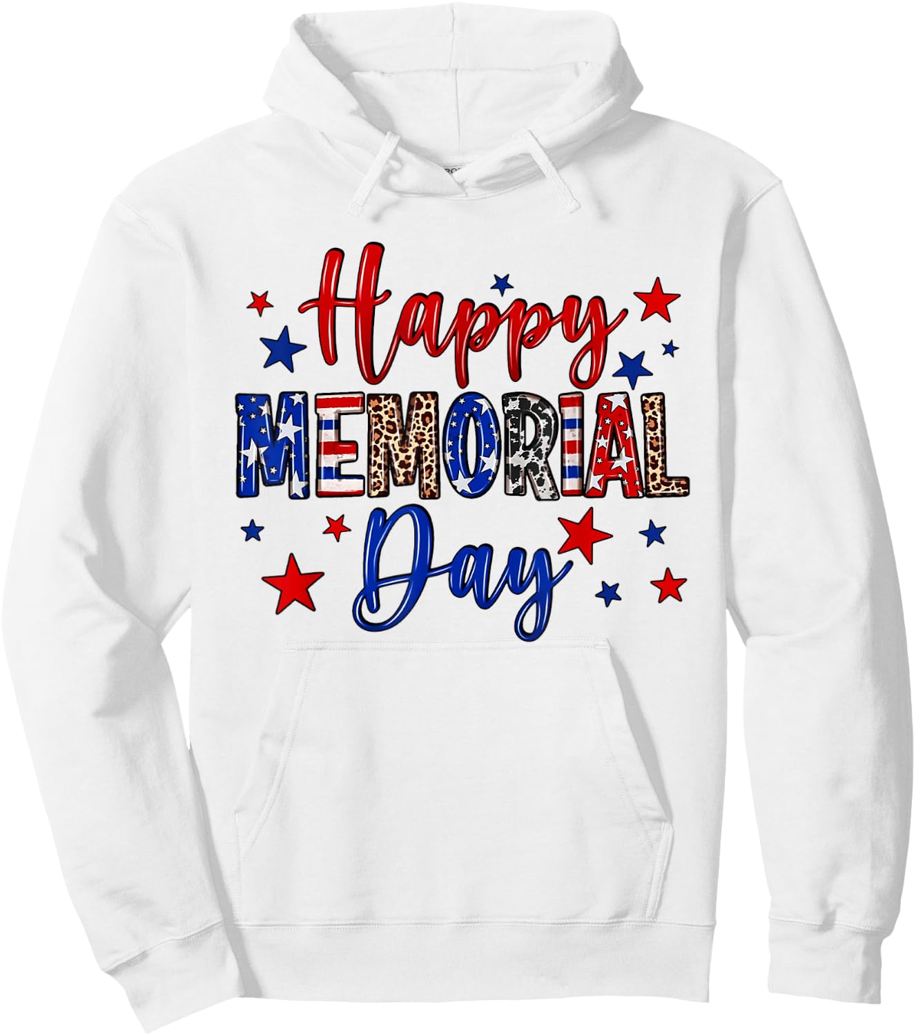 Happy Memorial Day Flower Leopard USA Patriotic Girls Hoodie - Hoodie | White