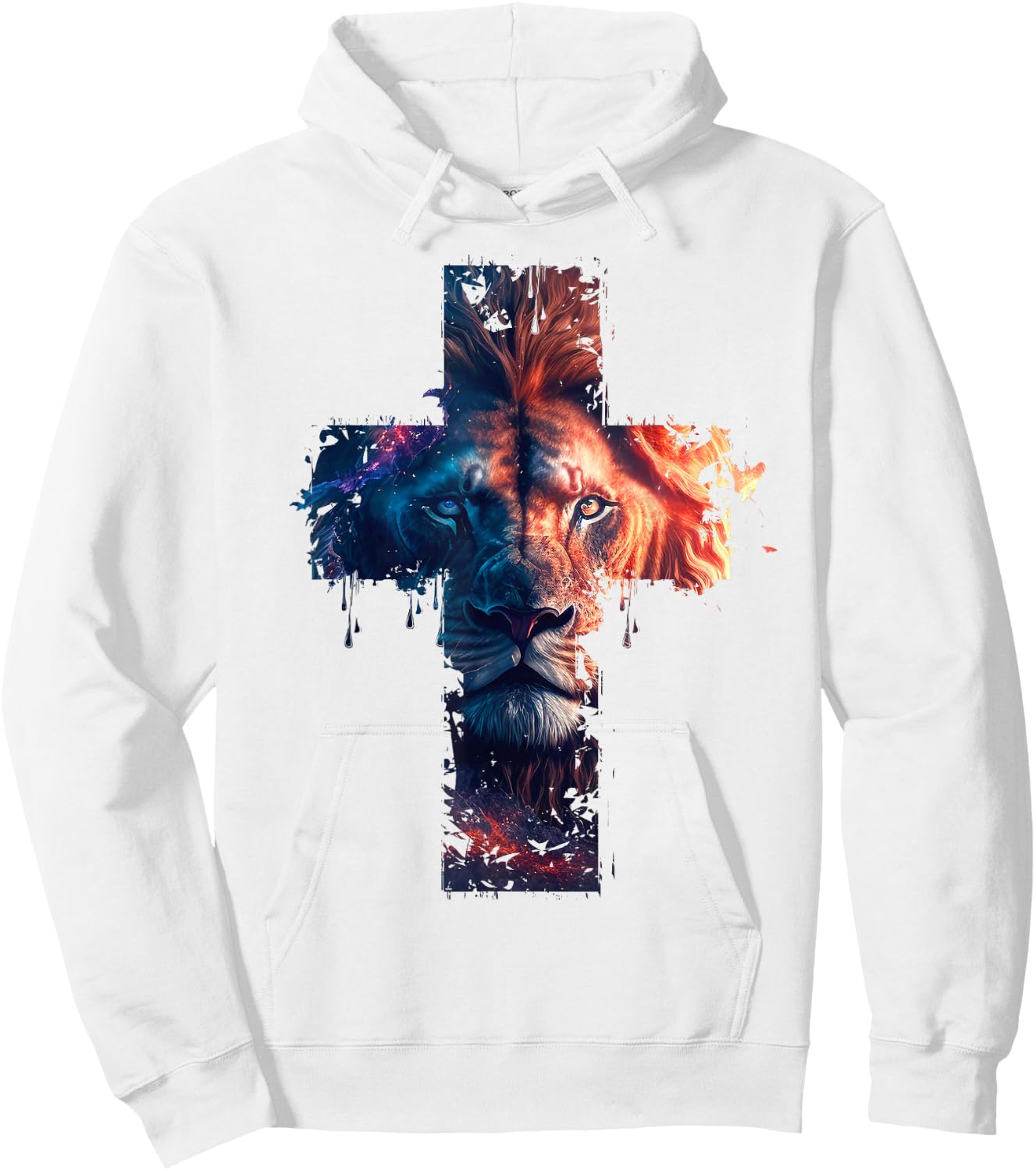 Lion of Judah Cross Jesus Christ Christian Faith Graphic , gray Hoodie - Hoodie | White