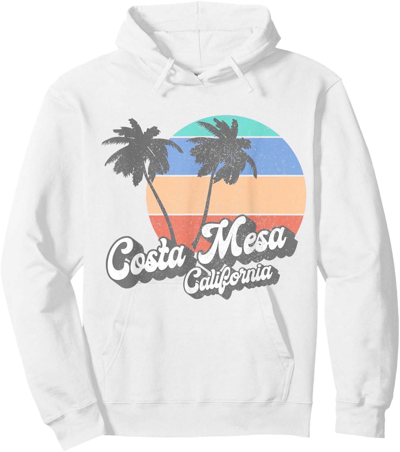 Retro Costa Mesa California CA Vintage Beach Surf Hoodie - Hoodie | White