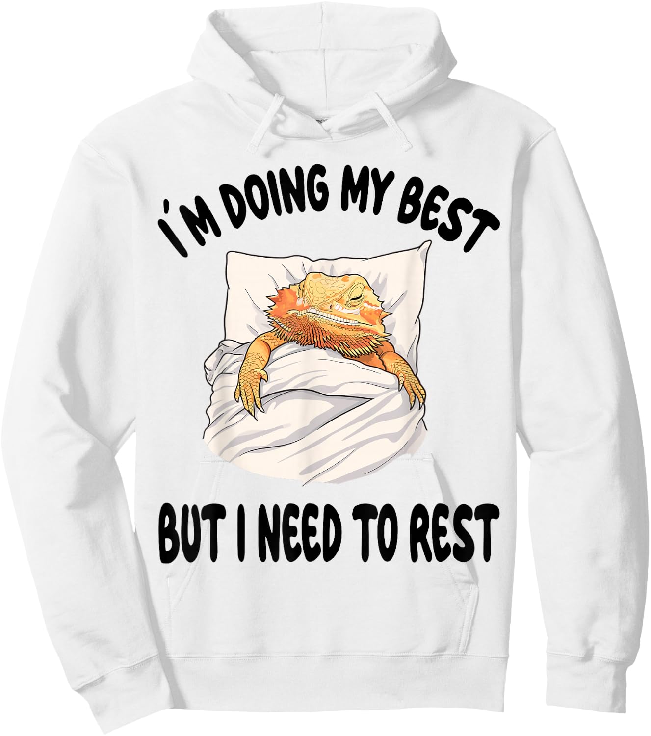 Bearded Dragon Pajamas Nightgown Sleeping Napping Hoodie - Hoodie | White