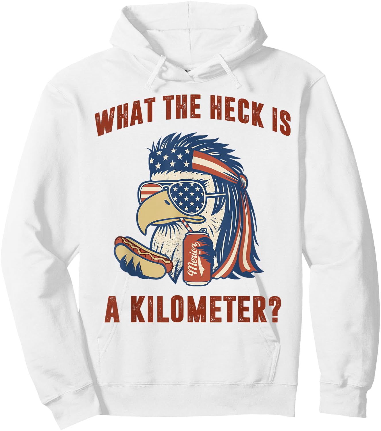 What The Heck is A Kilometer Mullet Eagle Hoodie - Hoodie | White