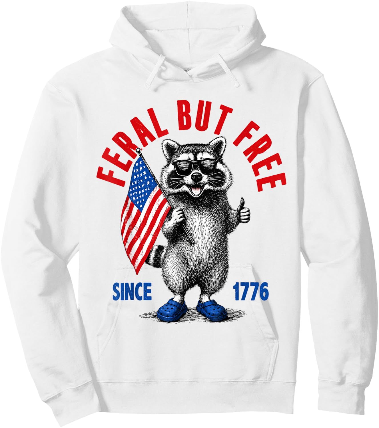 Trash Panda Freedom USA Flag Independence Day Hoodie - Hoodie | White