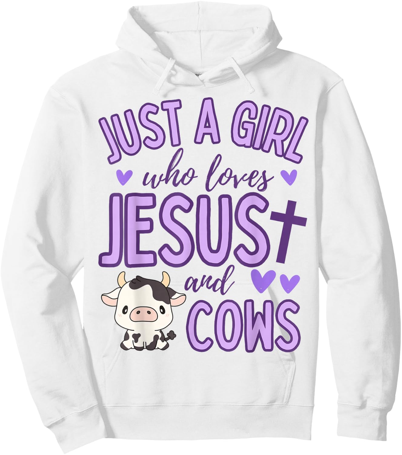 Just A Girl Who Loves Jesus and Cows Christian Cute Hoodie - Hoodie | White