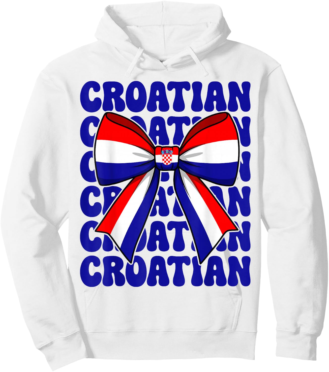 Croatian Girl Coquette Bow Cute Retro Groovy Croatia Flag Hoodie - Hoodie | White