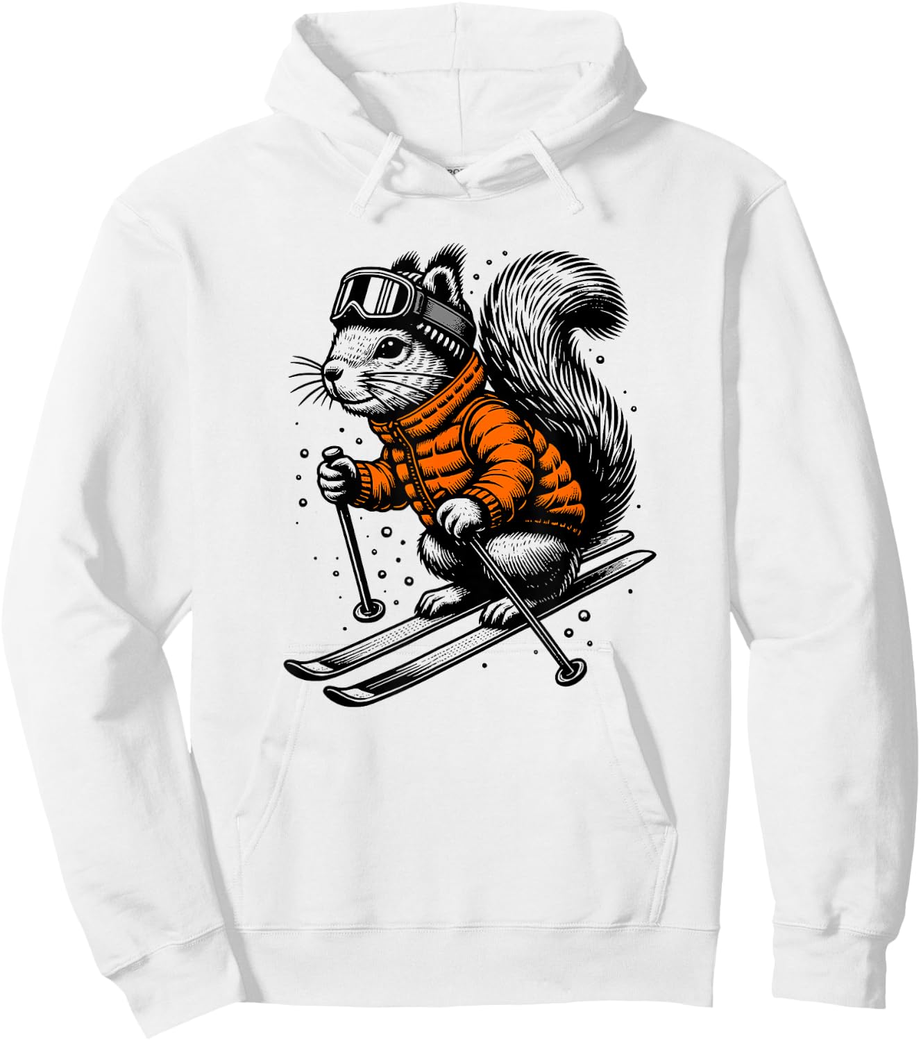 Skiing Squirrel Winter Ski Resort Downhill Wintersports Hoodie - Hoodie | White