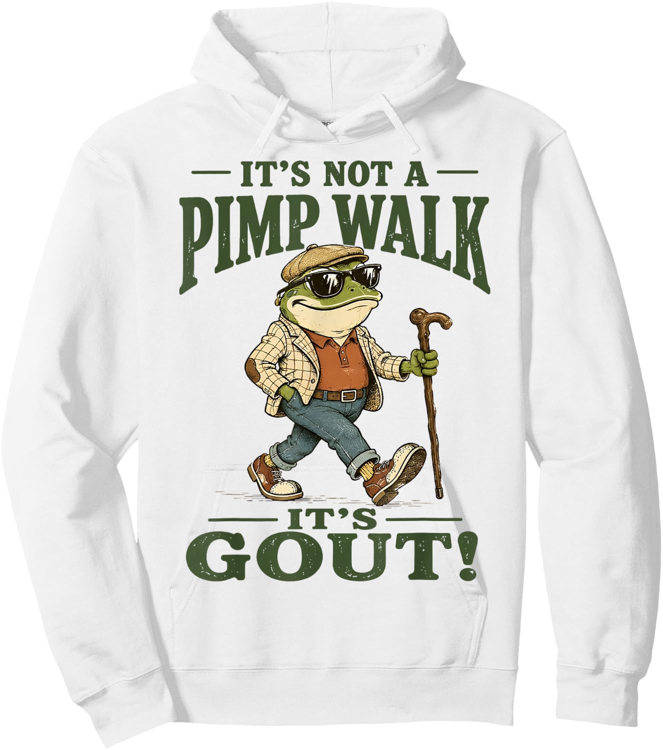 It's Not A Pimp Walk It's Gout Funny Frog Hoodie - Hoodie | White