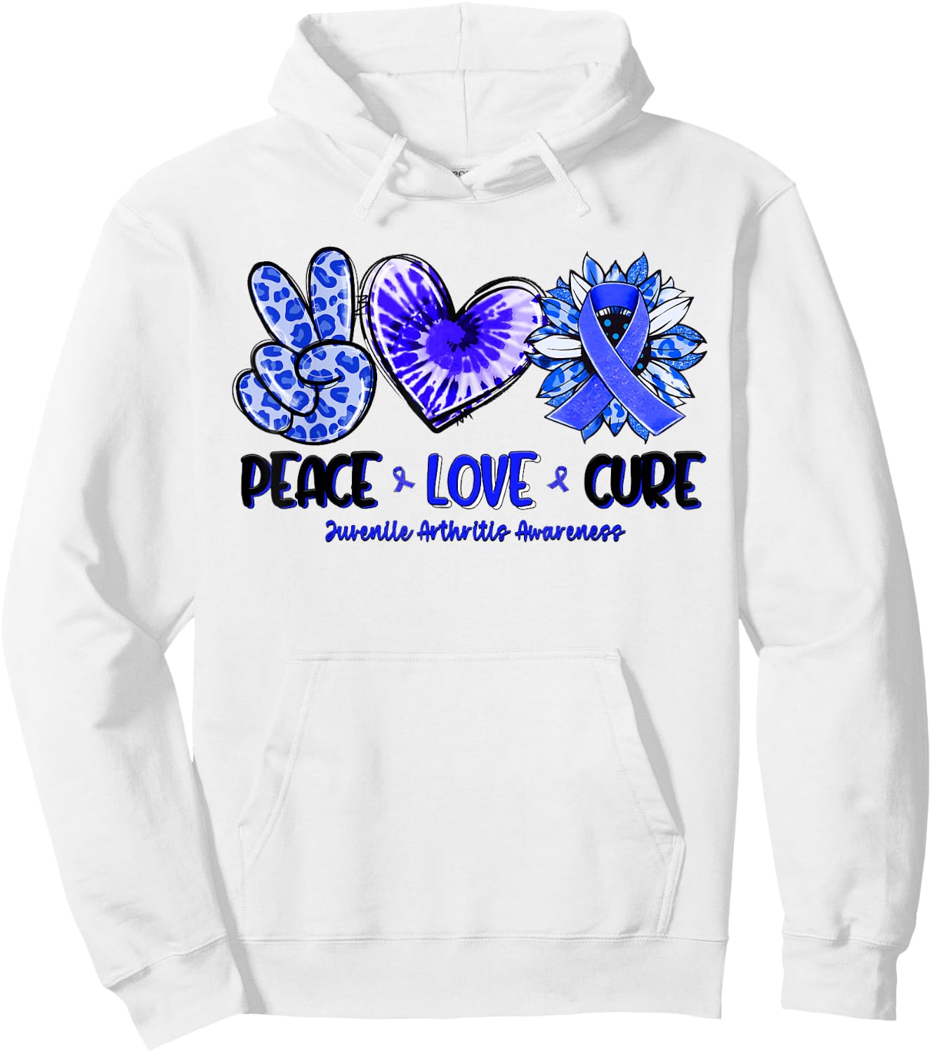 Peace Love Cure Sunflower Leopard Juvenile Arthritis Gifts Hoodie - Hoodie | White