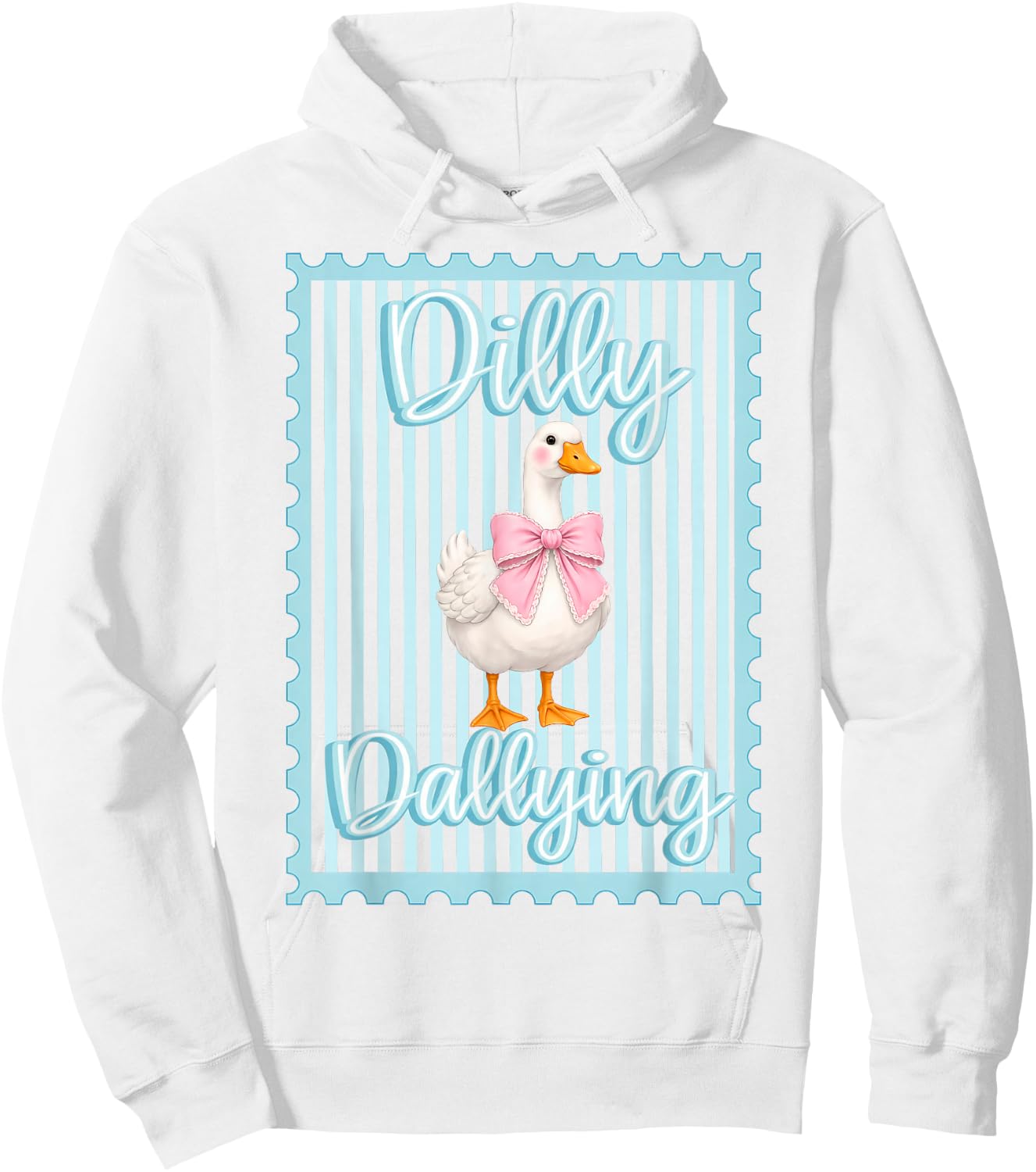 Preppy Dilly Dally Goose Coquette Bow Silly Goose Girls Hoodie - Hoodie | White