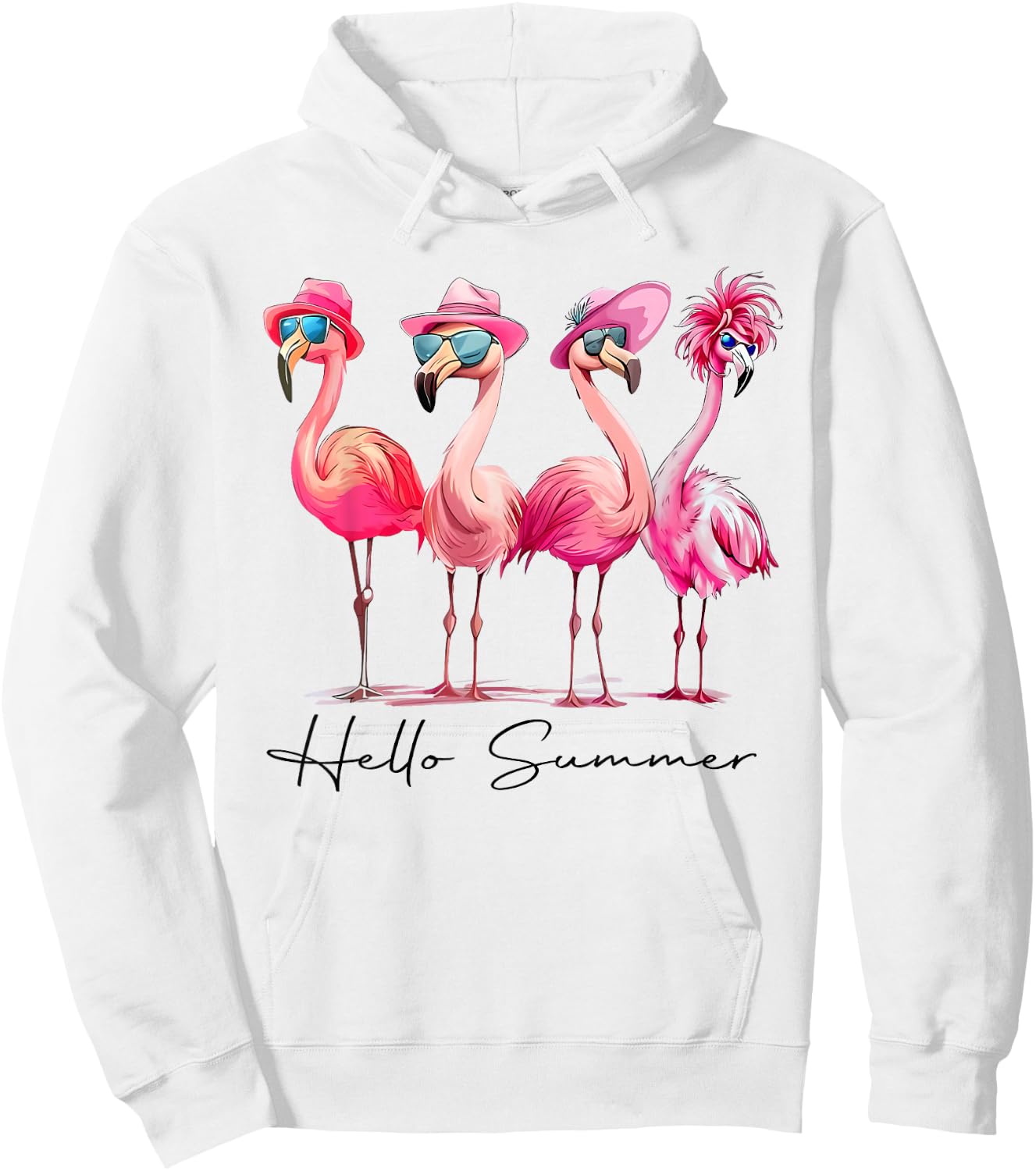 Flamingo Pink Palm Tree Tropical Beach Summer Vacation Women Hoodie - Hoodie | White