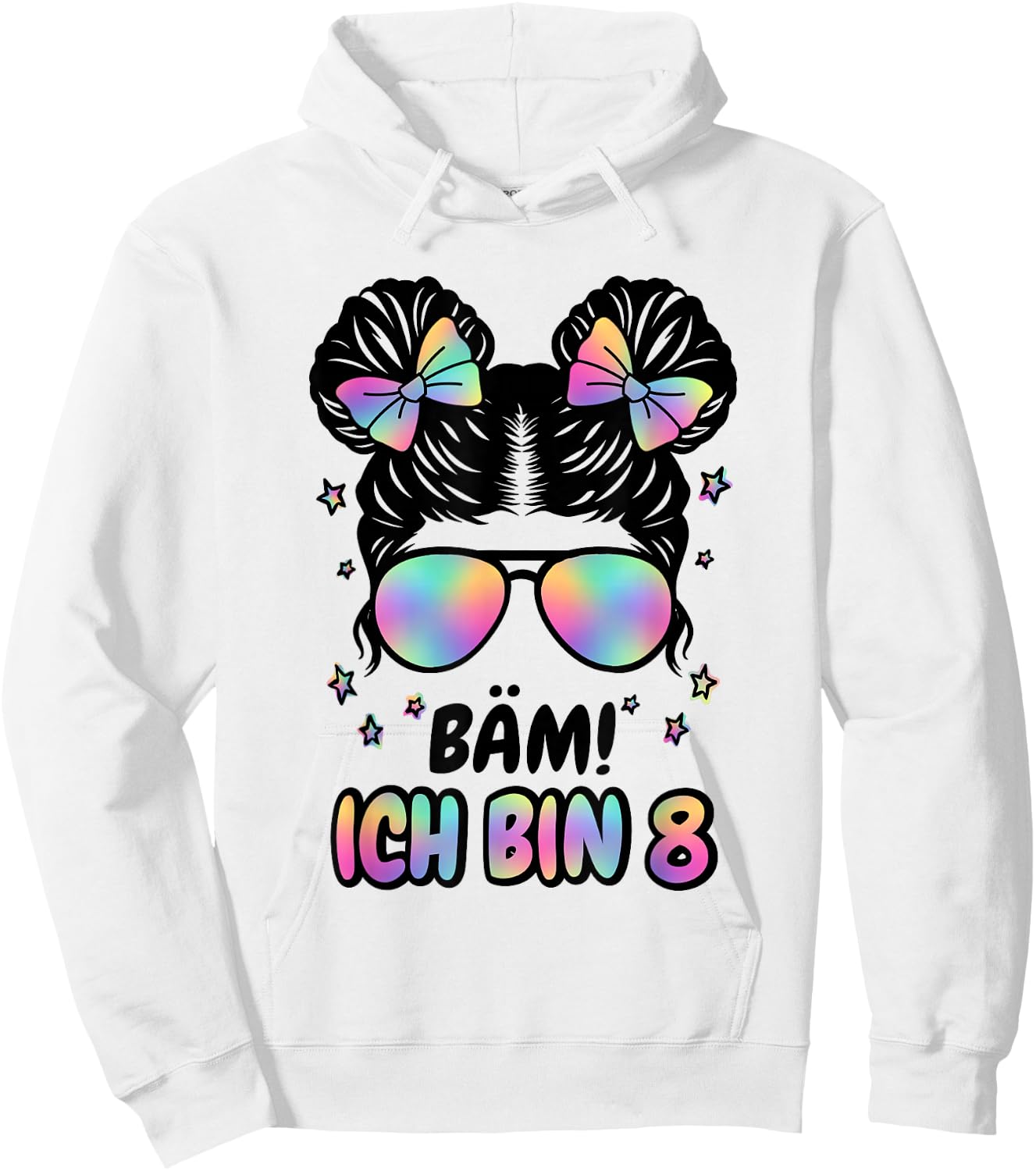 8. Geburtstag Mädchen Messy Bun Bäm! Ich Bin Acht Hoodie - Hoodie | White