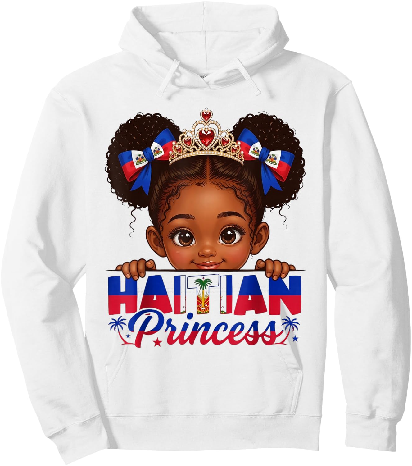 Haitian Princess Haiti Flag Day Melanin Girls Kids Toddlers Hoodie - Hoodie | White