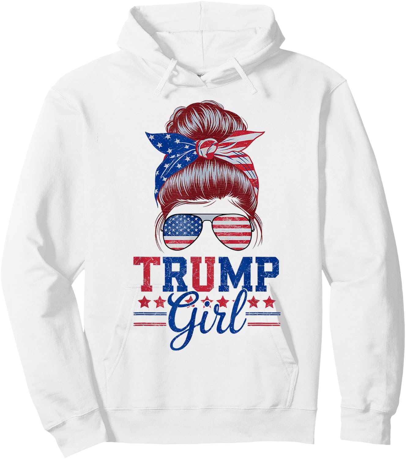 Trump Girl Messy Bun Sunglasses Trump 2024 for Girls and Women Hoodie - Hoodie | White