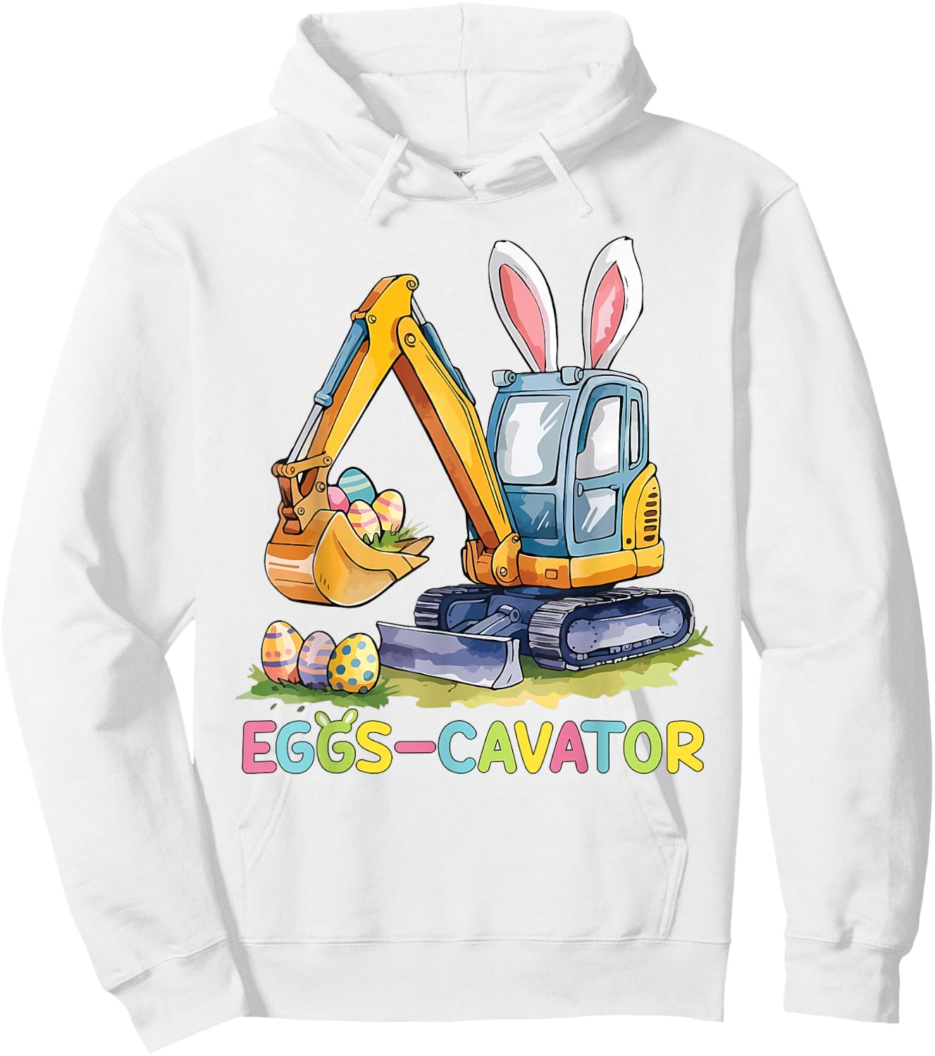Eggscavator Easter Egg Hunt Construction Trucks Boys Toddler Hoodie - Hoodie | White