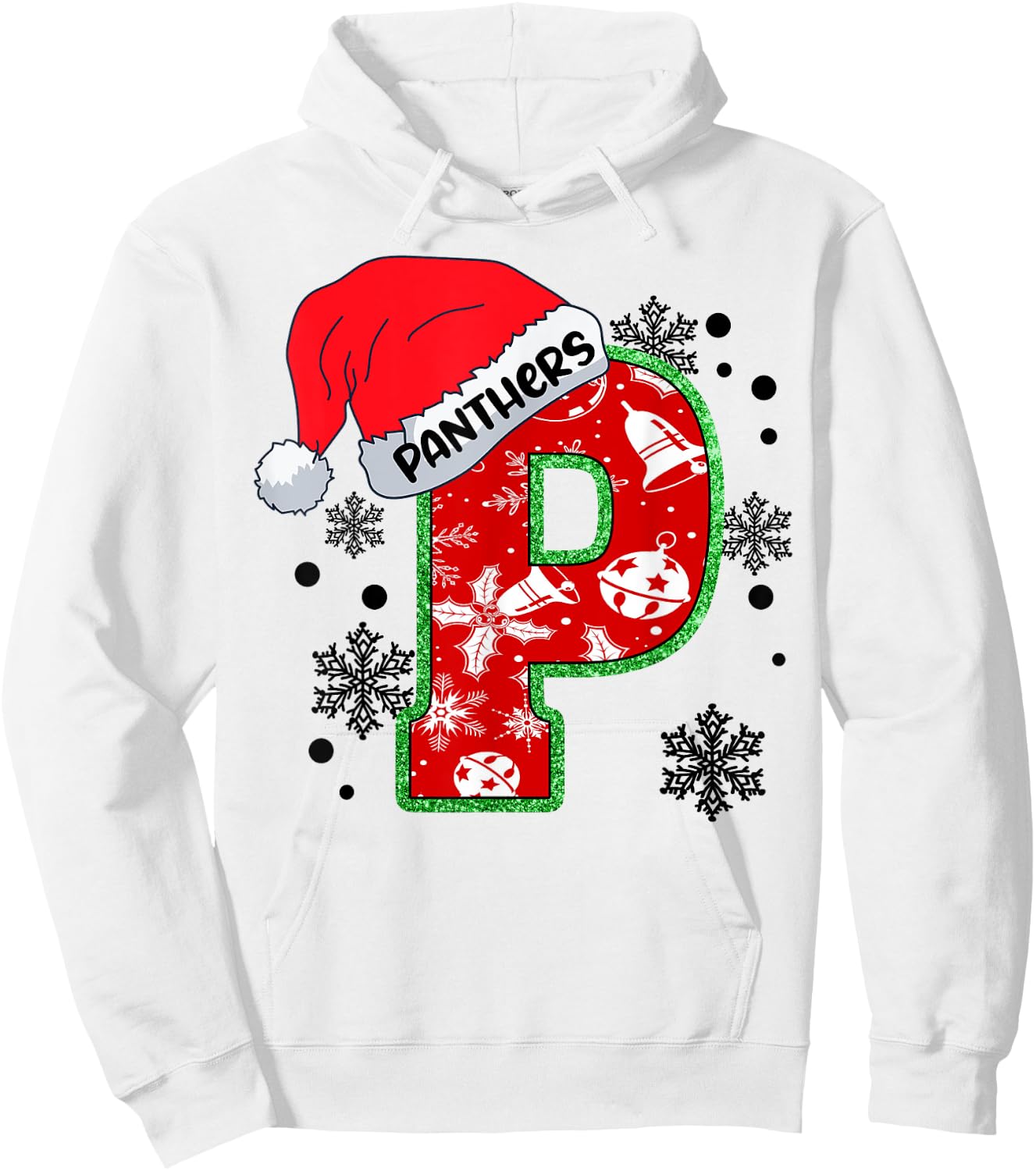 Christmas Mascot Santa Hat Xmas Panthers Hoodie - Hoodie | White