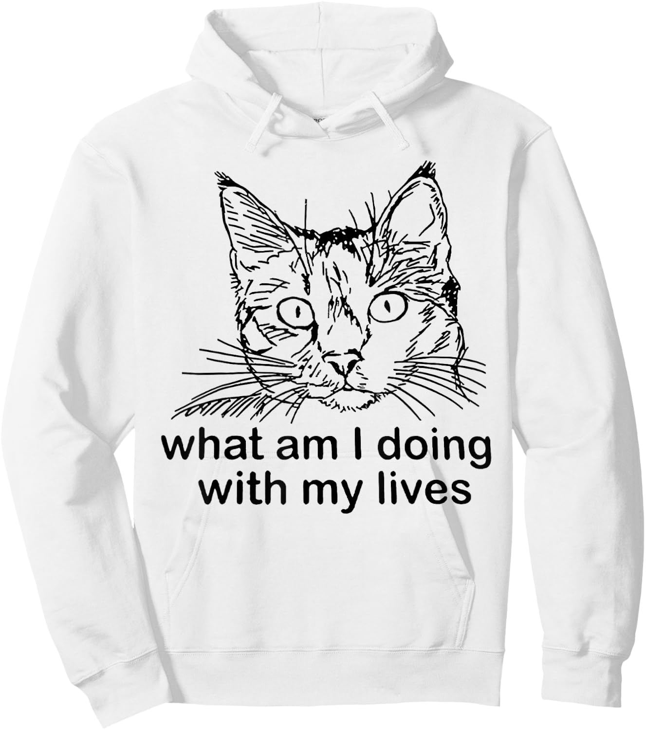 What Am I Doing with My Life Funny Cat Meme Hoodie - Hoodie | White