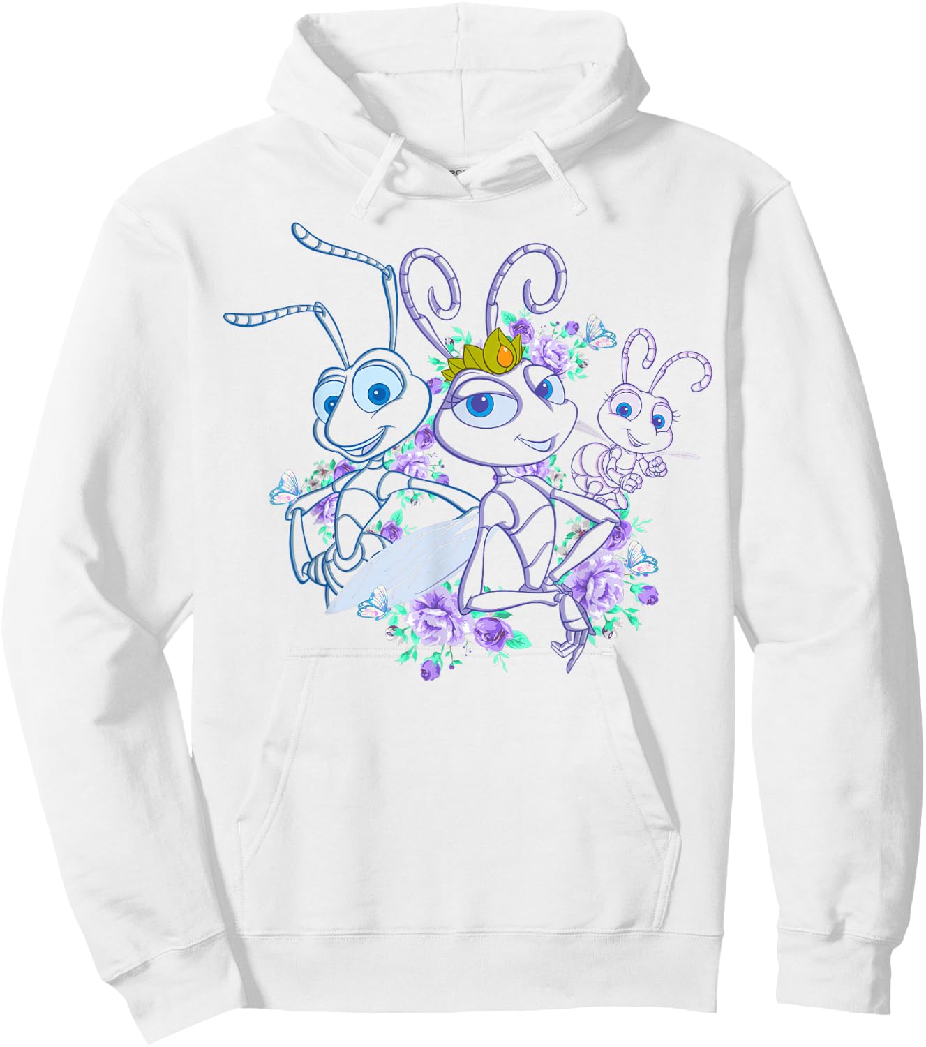 Disney Pixar A Bug's Life Queen Ant Trio Floral Graphic Hoodie - Hoodie | White