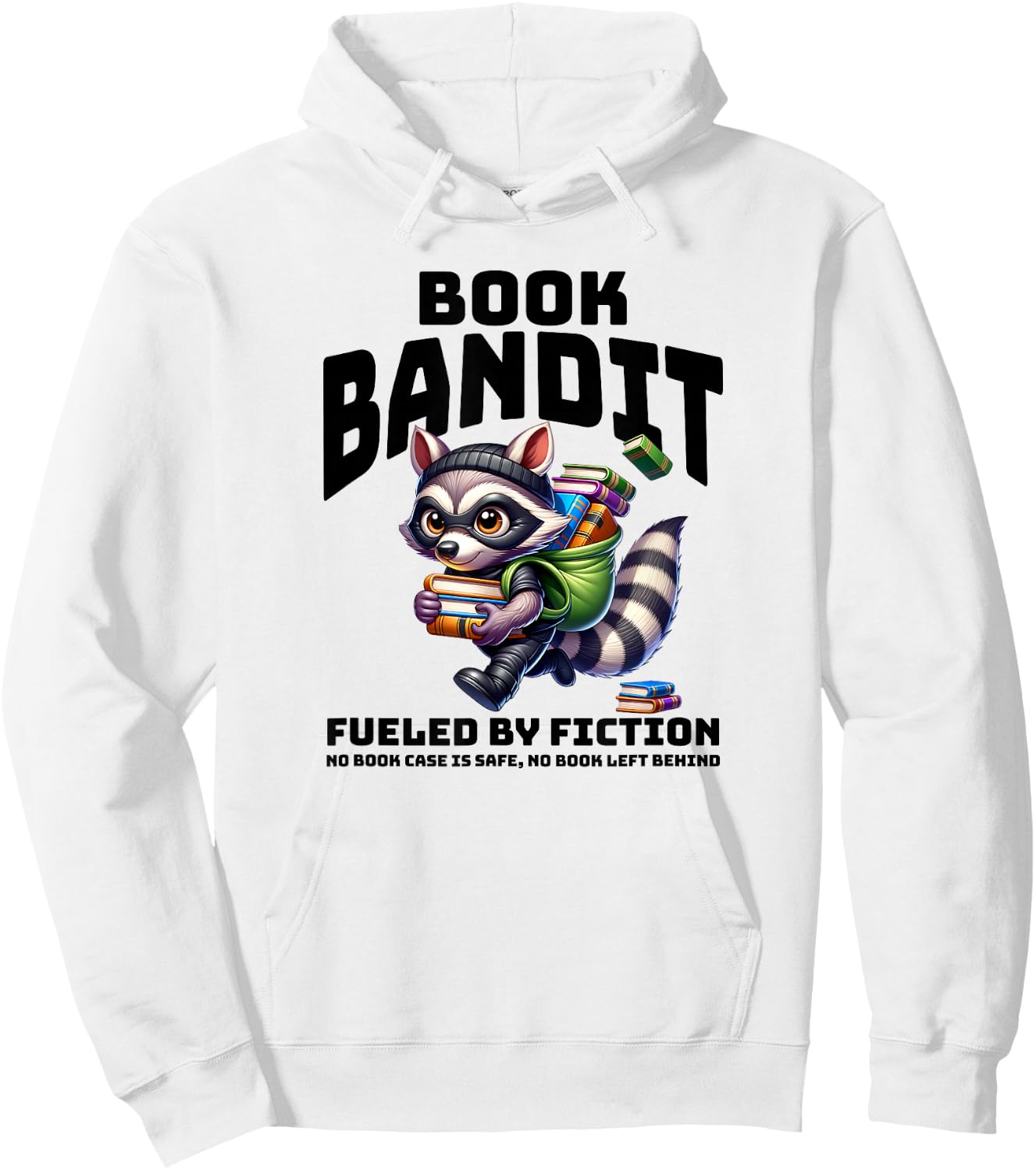 Racoon-Bookworm-Book Bandit-Fueled by Fiction Hoodie - Hoodie | White
