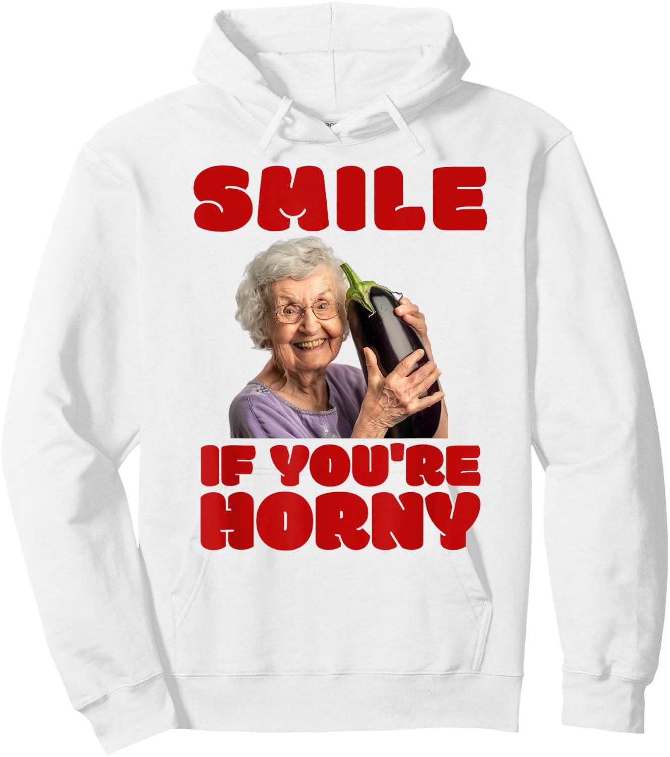 Funny Horny Aubergine Lover Inappropriate Embarrassing , White Hoodie - Hoodie | White
