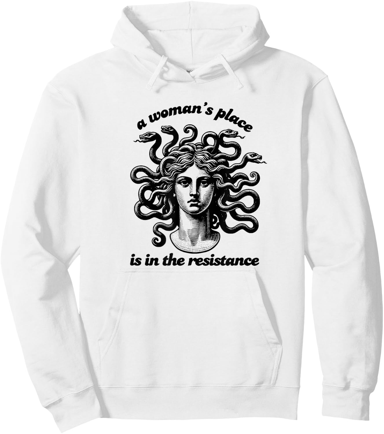 A Woman's Place is in the Resistance Medusa Witchy Snake Hoodie - Hoodie | White