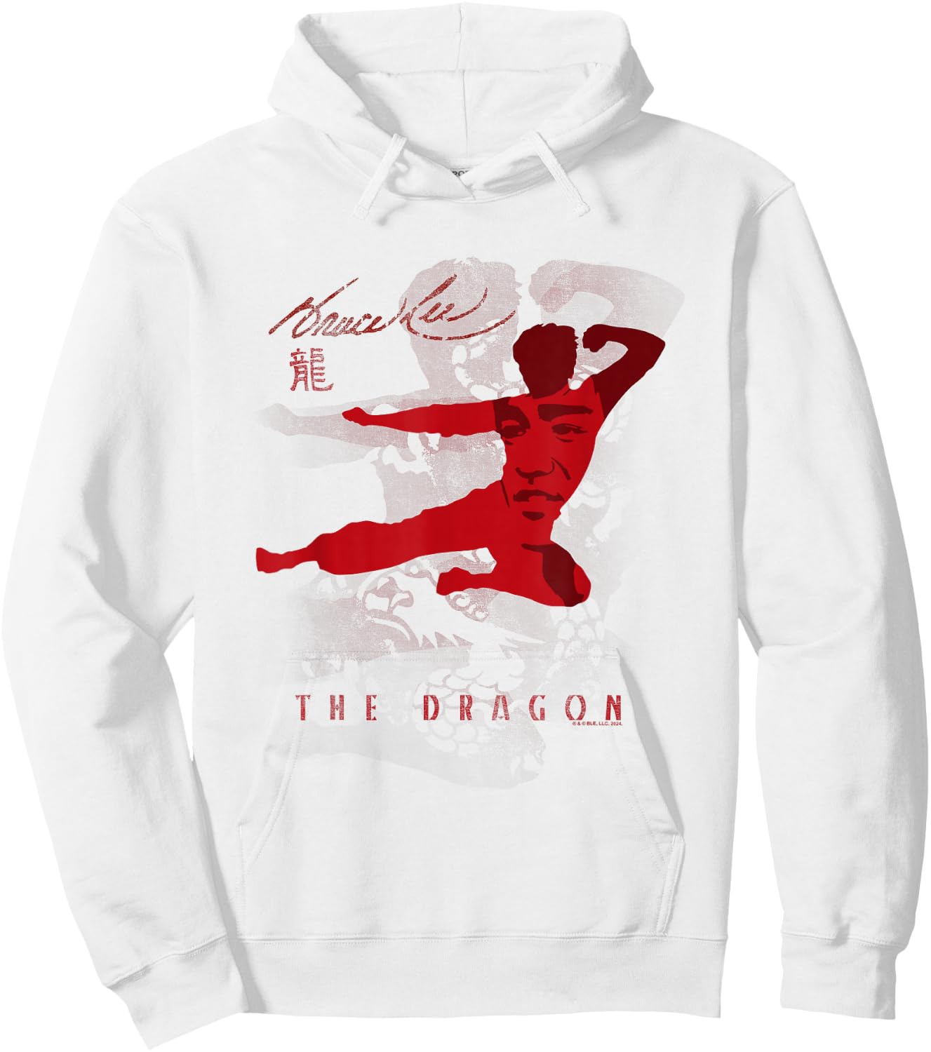 Bruce Lee The Dragon Flying Kick Silhouette Vintage Hoodie - Hoodie | White