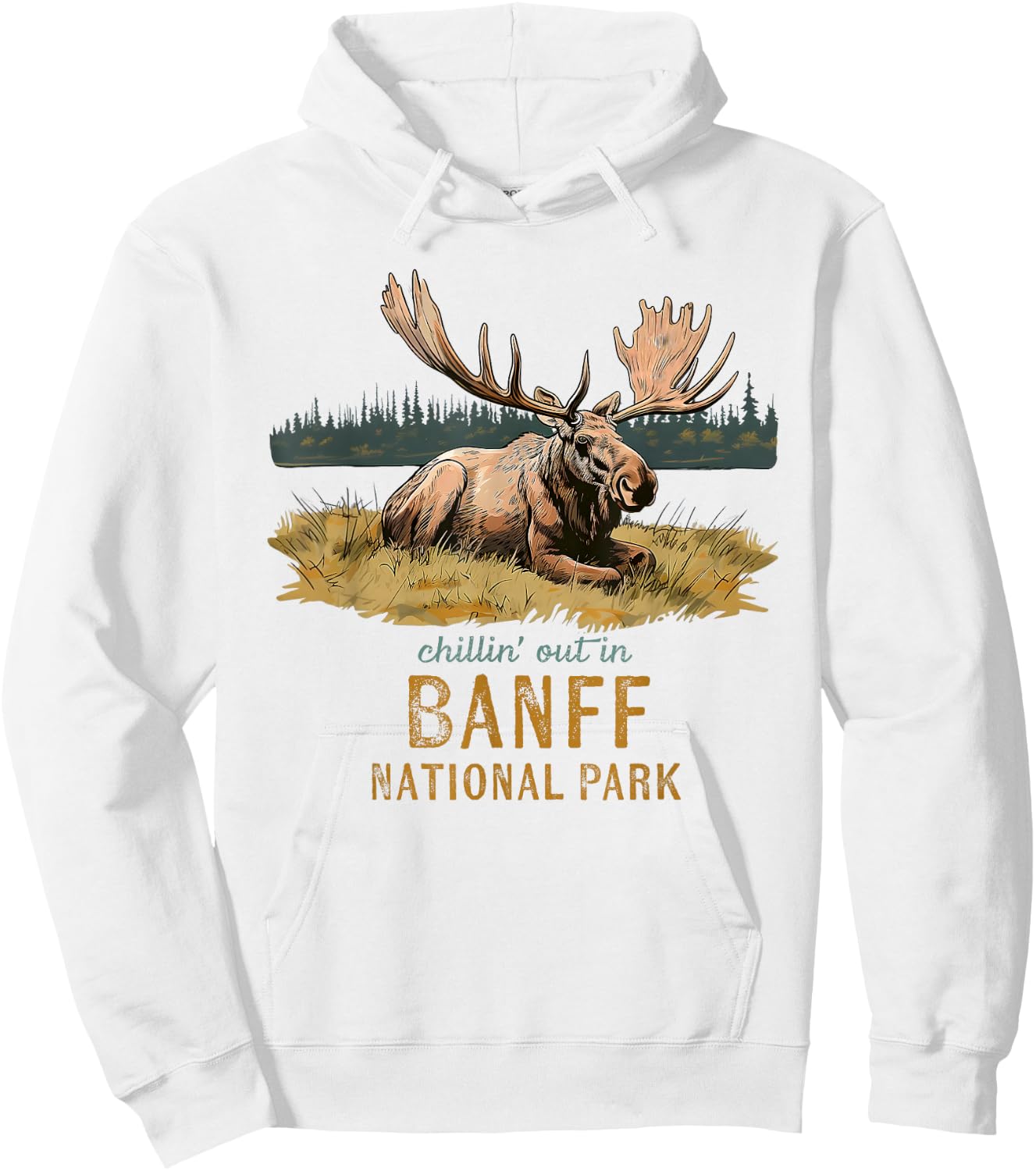 Chillin' Out In Banff National Park Alberta Moose Souvenir Hoodie - Hoodie | White
