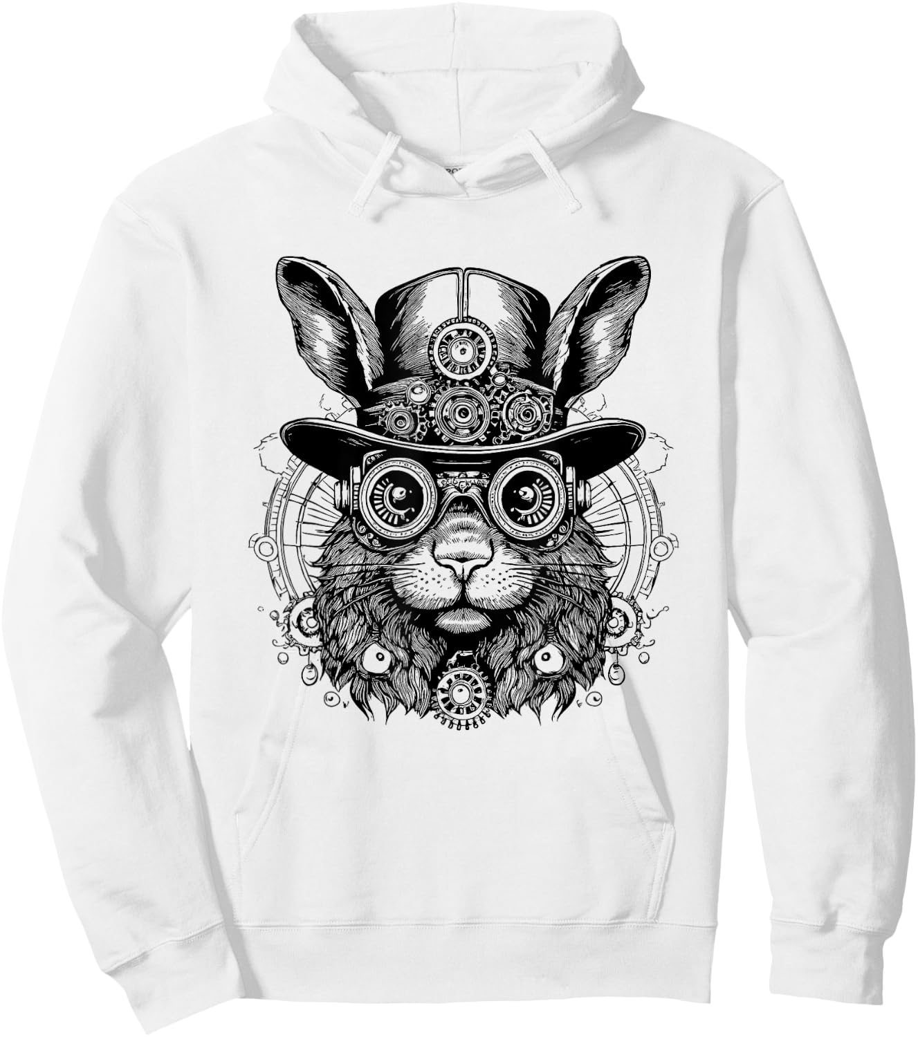 Fantasy Steampunk Rabbit Lover, Whimsical Bunny Animal Hoodie - Hoodie | White