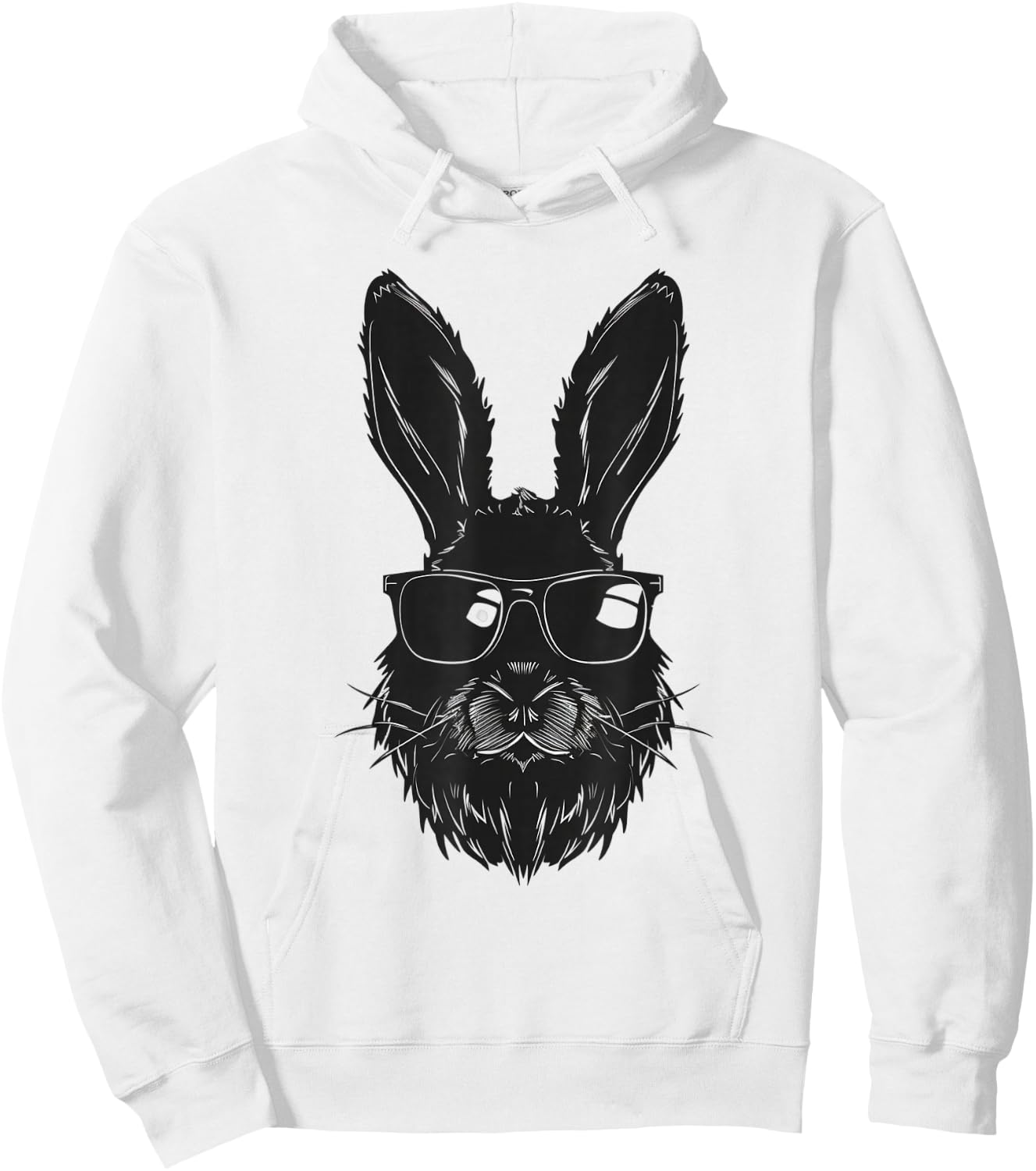 Beard Bunny Face With Sunglasses Easter Day 2024 Men Boy Kid Hoodie - Hoodie | White