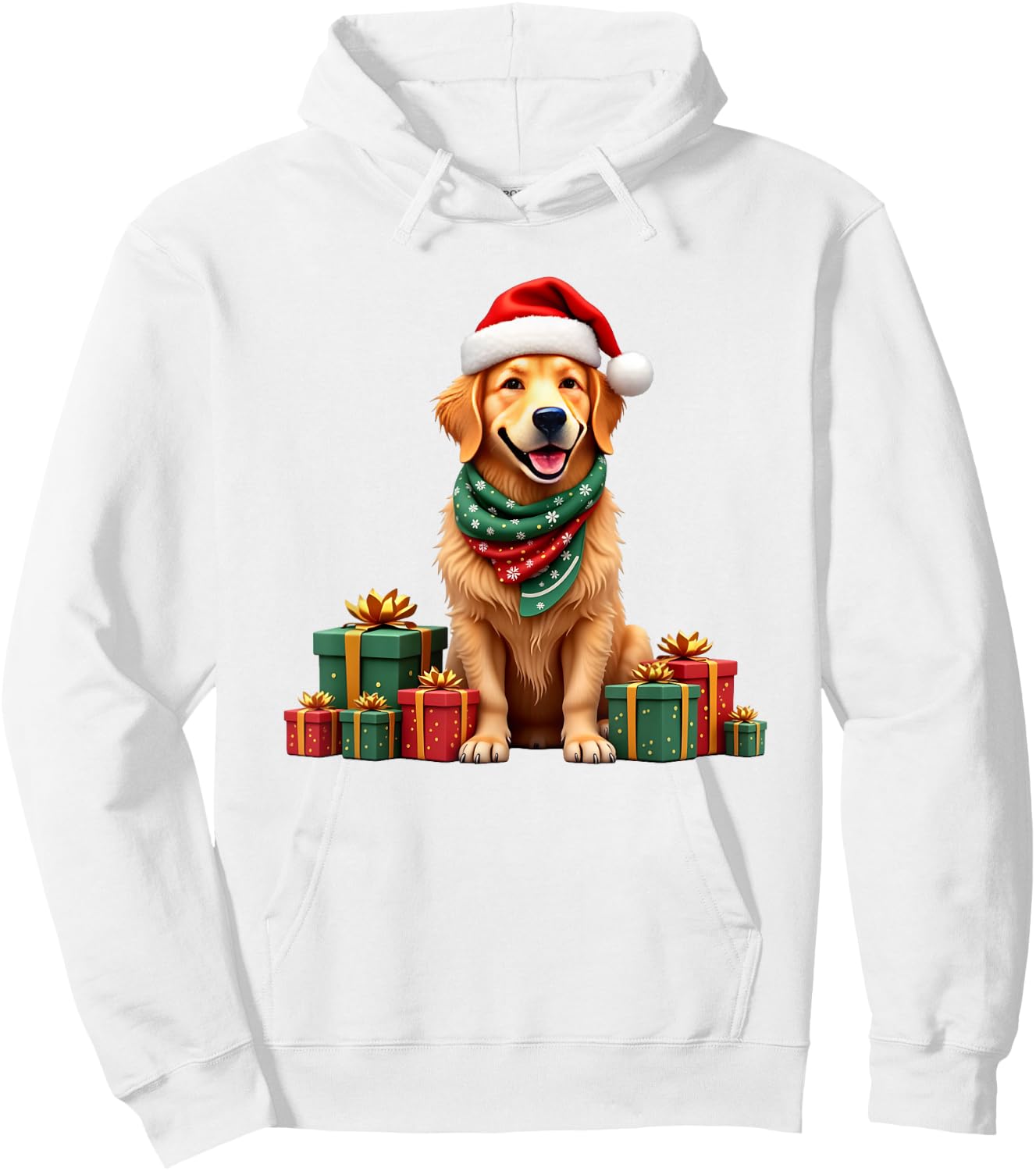 Golden Retriever dog, Christmas, Santa Hat Hoodie - Hoodie | White
