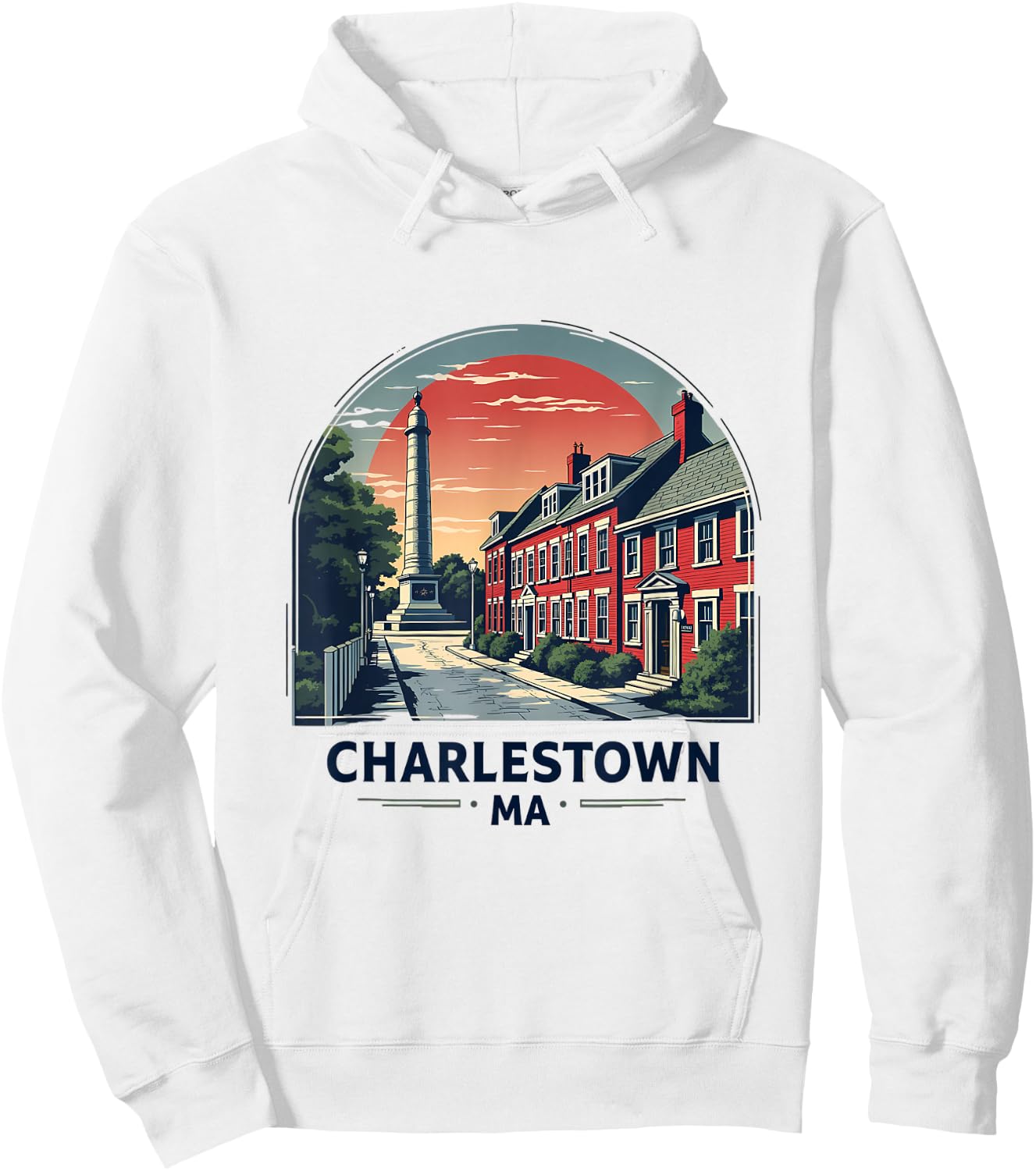 Charlestown MA Iconic Street And Monument Hoodie - Hoodie | White
