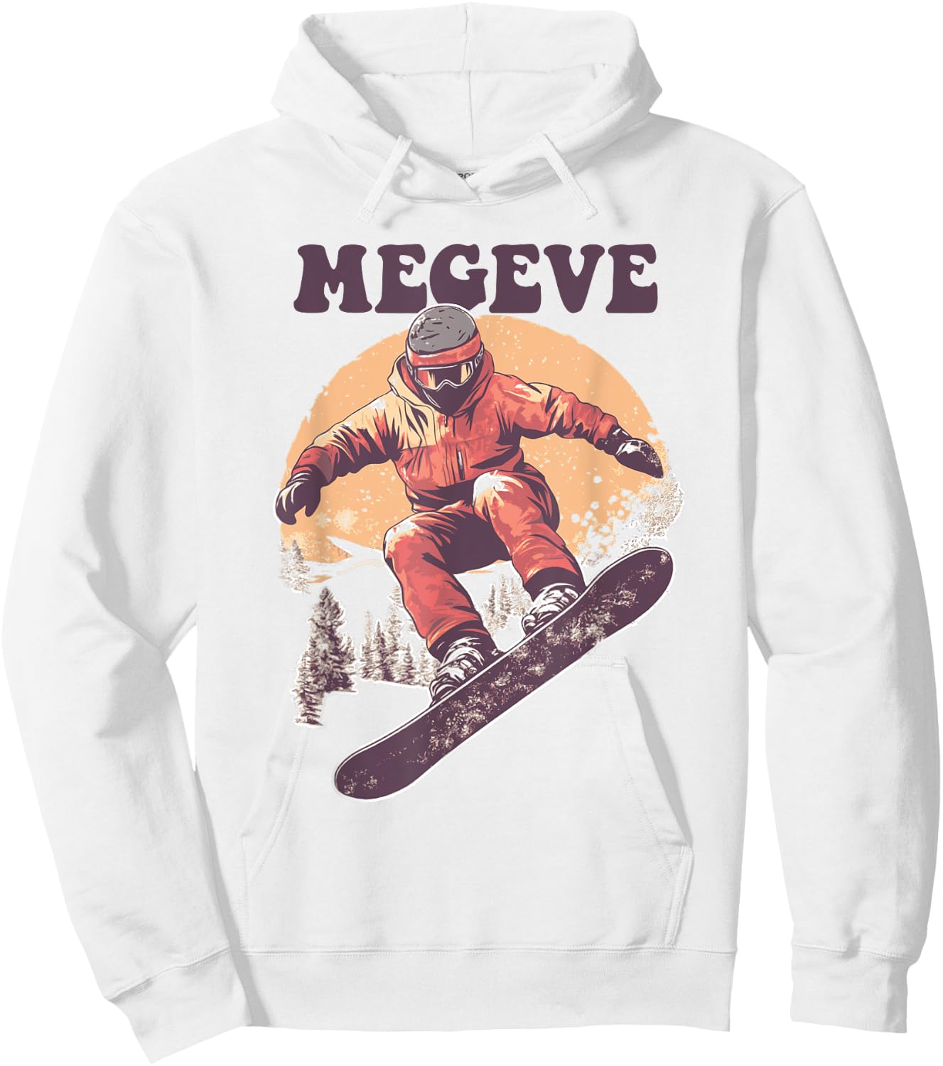 Snowboard Retro Megève France , white, S Hoodie - Hoodie | White