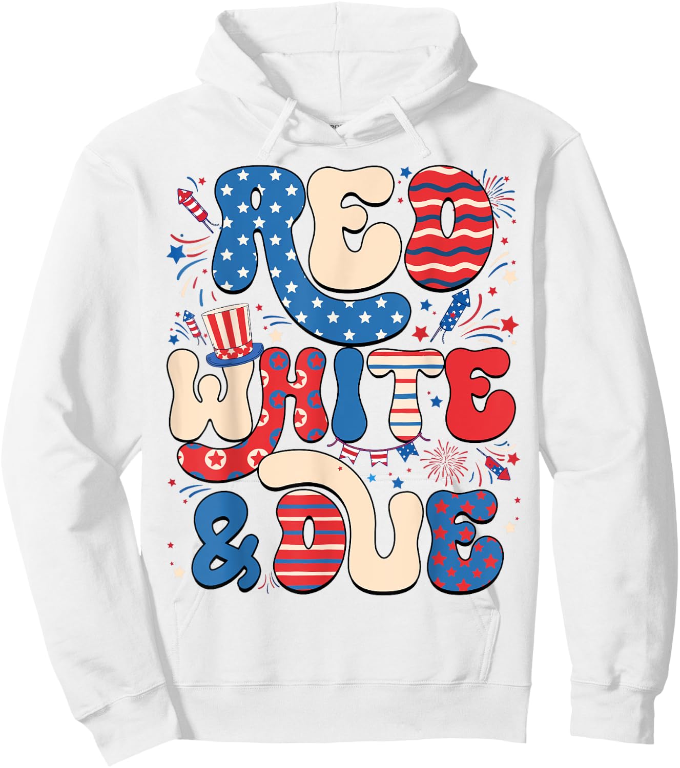 Red White And Due Retro Cute 4th Of July Pregnancy Patriotic Hoodie - Hoodie | White