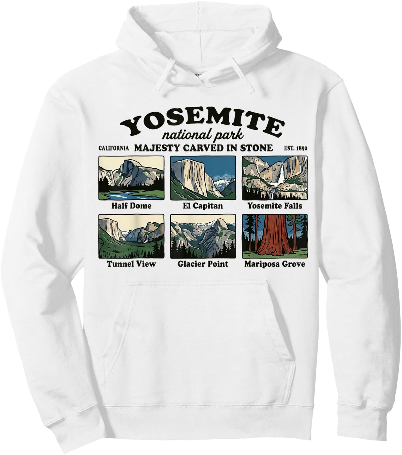 Vintage Yosemite National Park Est 1890 California Souvenir Hoodie - Hoodie | White