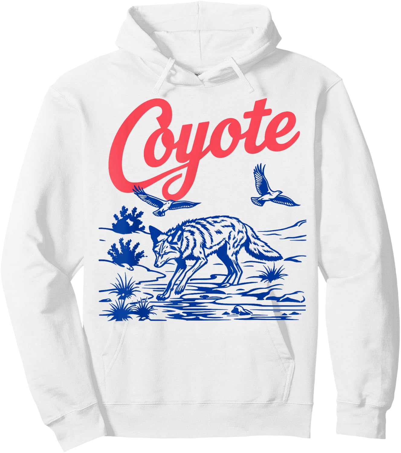 Retro Coyote Desert Wildlife Western Art Hoodie - Hoodie | White