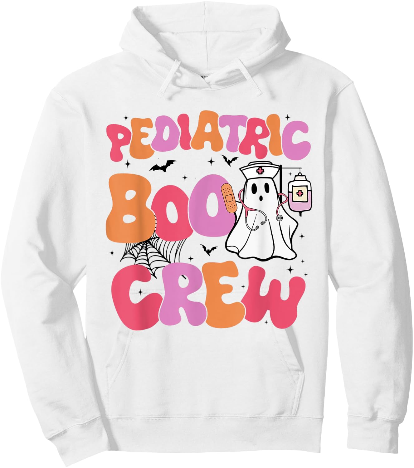 Pediatric Boo Crew Retro Halloween Ghosts Peds Nurse Hoodie - Hoodie | White