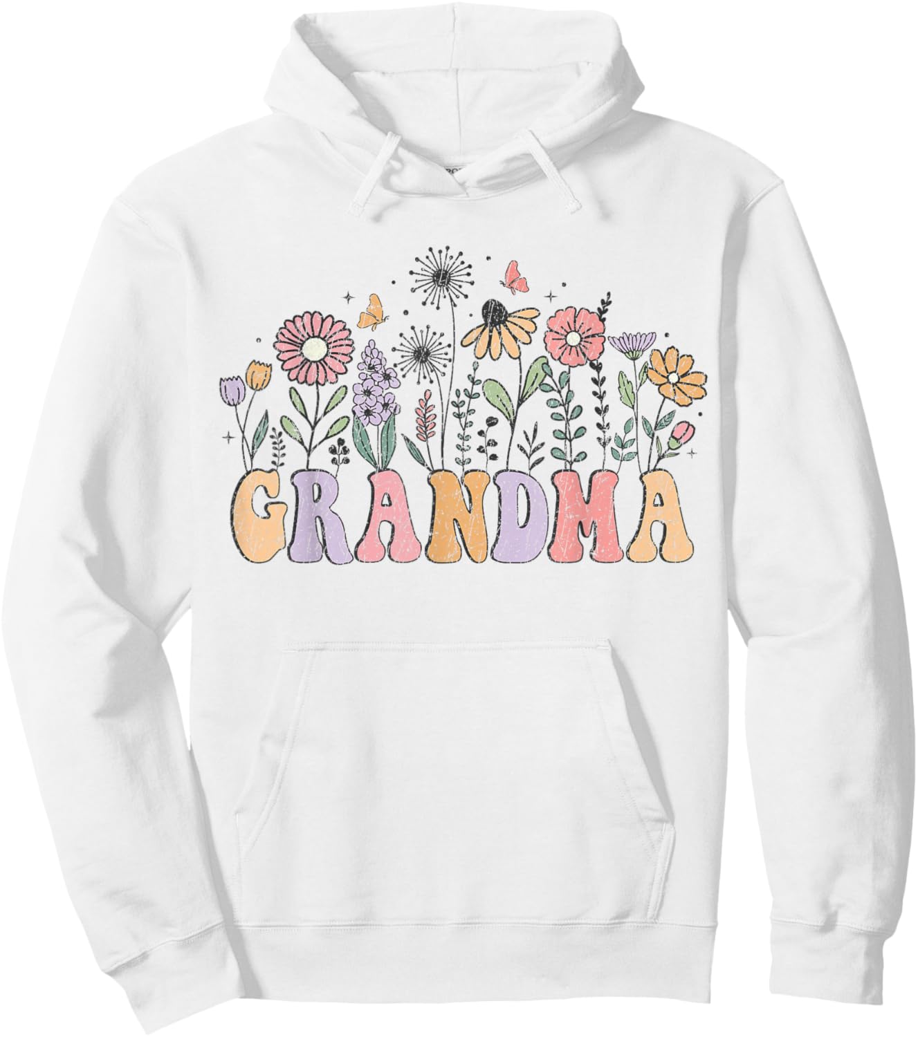 Retro Grandma With Flowers For Grandmother Mother's Day Hoodie - Hoodie | White