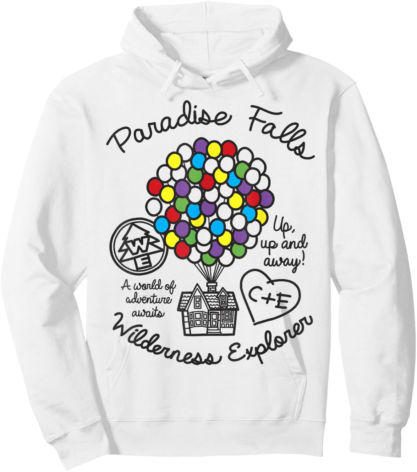 Disney Pixar Up Paradise Falls Wilderness Explorer Balloons Hoodie - Hoodie | White