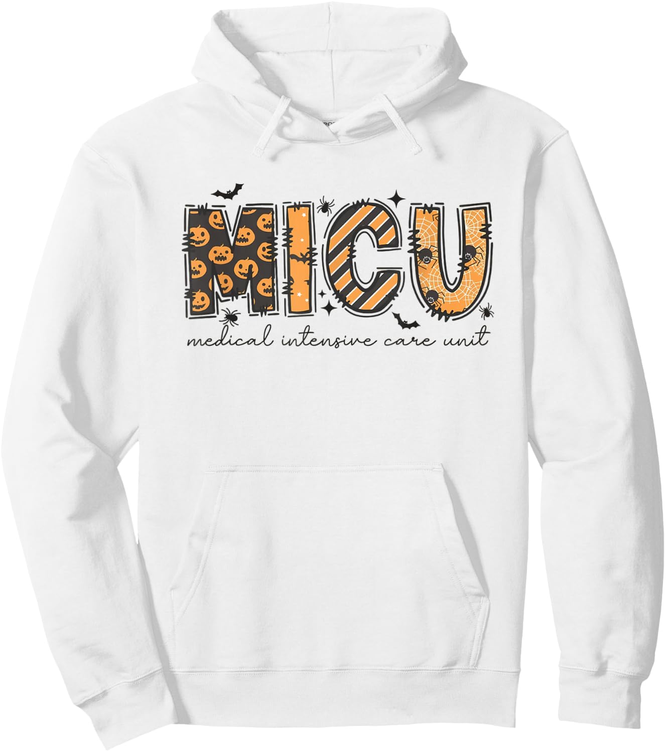 MICU Nurse Halloween Spooky Ghost Medical Intensive Care Hoodie - Hoodie | White