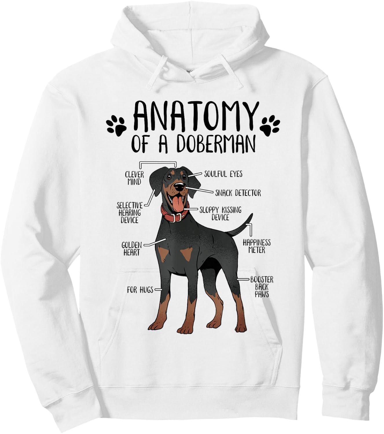 Dobermann Anatomy Dog Pinscher Funny Dog Holder , gray Hoodie - Hoodie | White