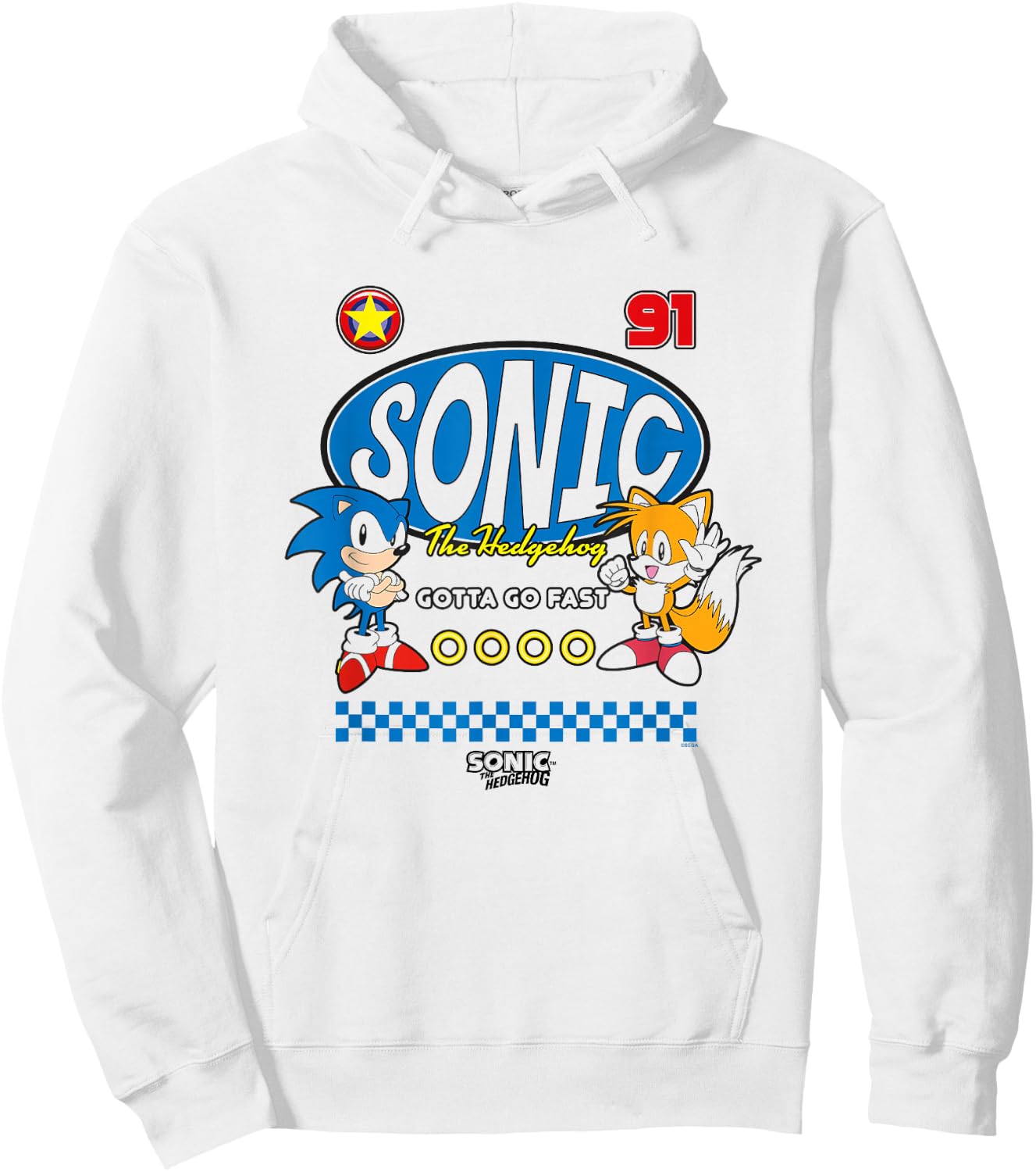 Sonic The Hedgehog Gotta Go Fast Sonic & Tails 91 Retro Hoodie - Hoodie | White