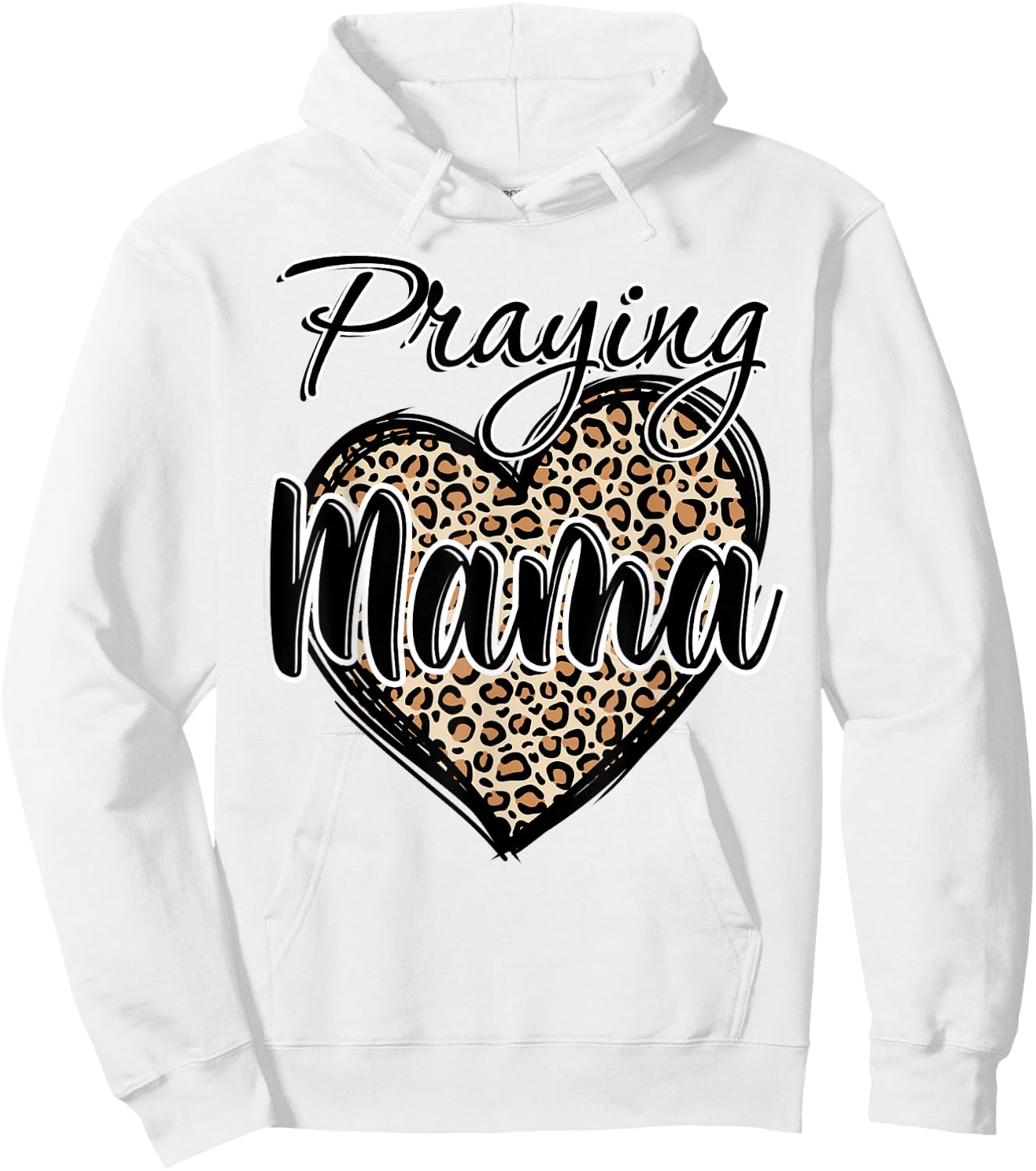 Praying Mama Christian Leopard print Heart Religious Jusus Hoodie - Hoodie | White