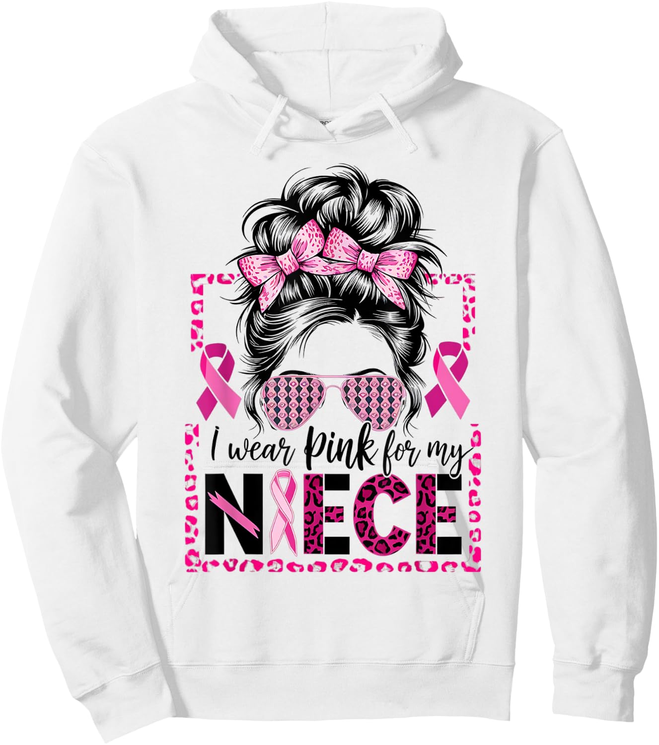 I Wear Pink for My Niece Breast Cancer Support Hoodie - Hoodie | White