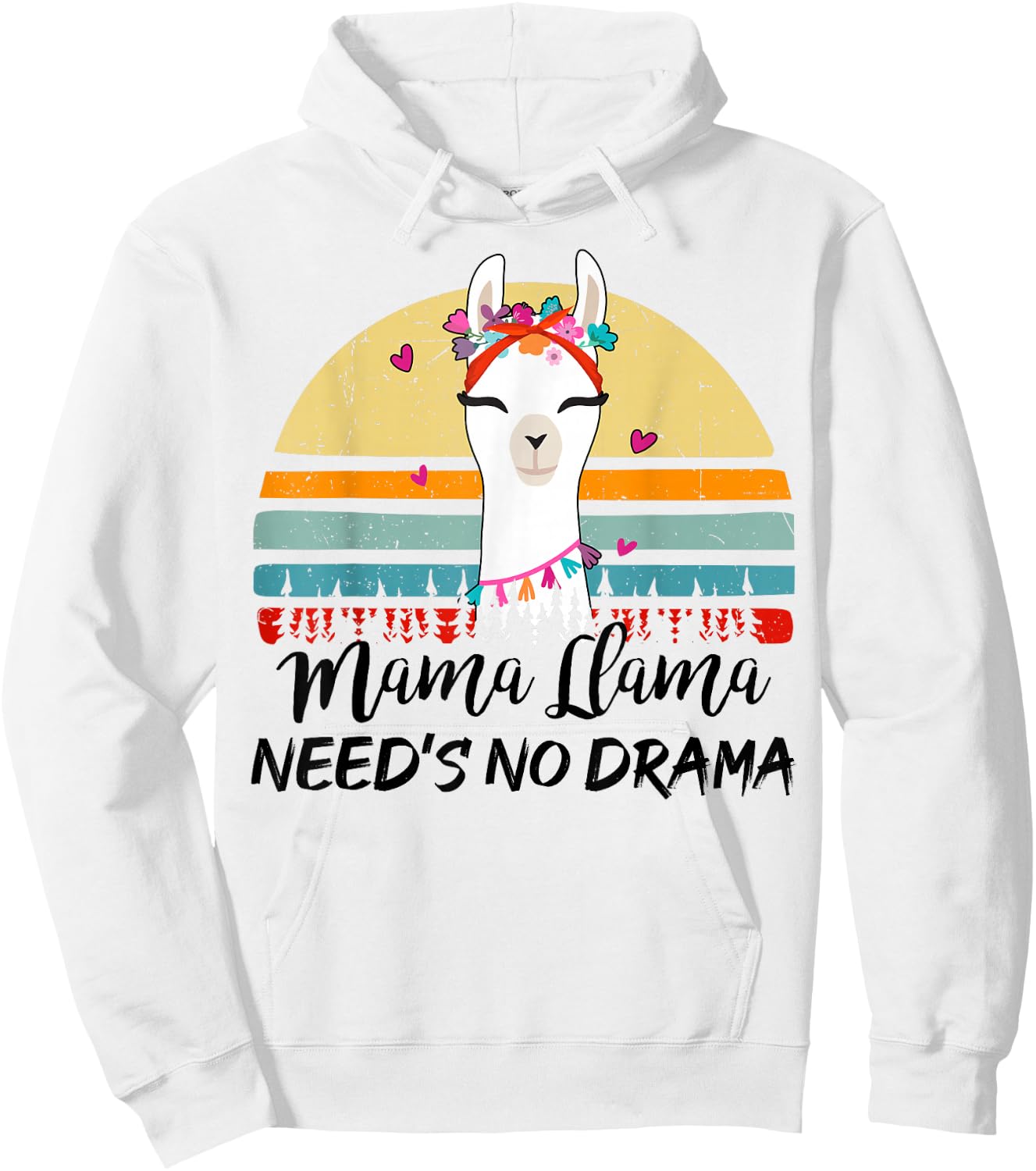 Llama-Shirt Mama-Llama Need No Drama Mothers Day Funny Women Hoodie - Hoodie | White