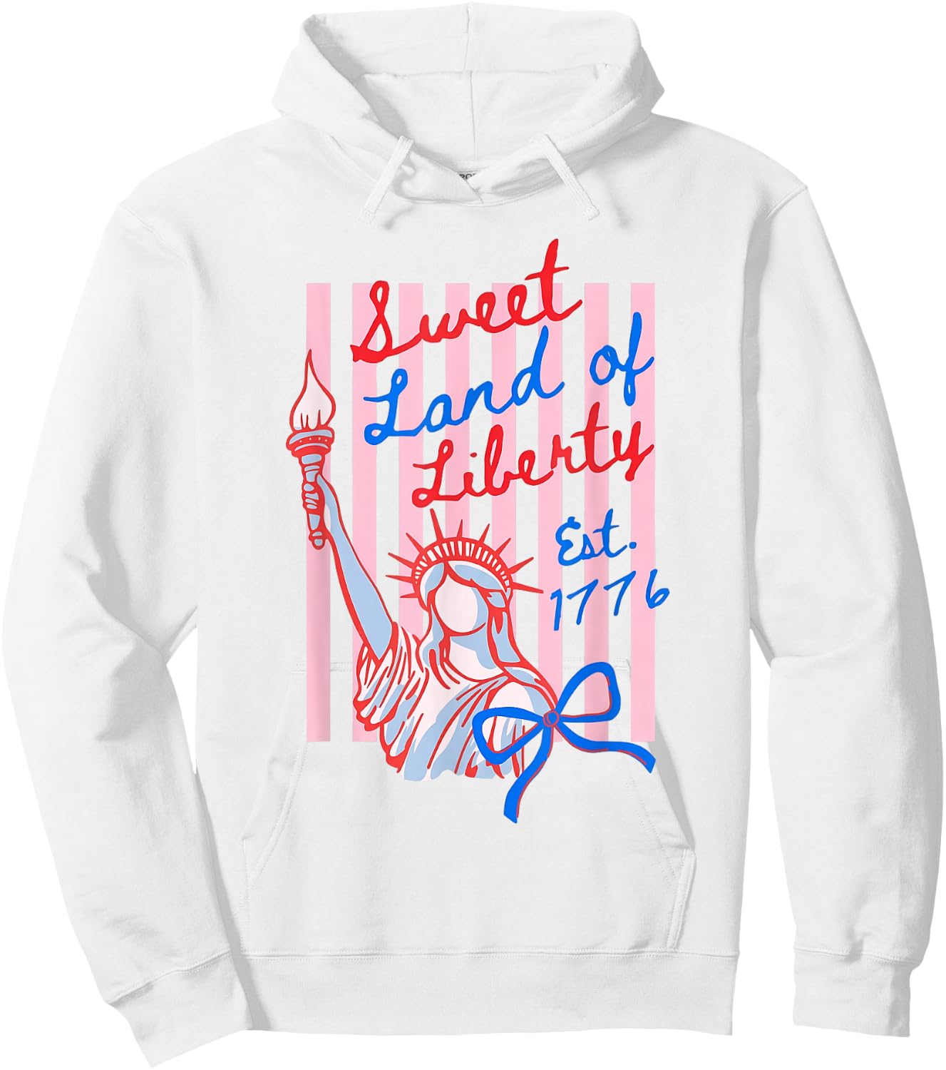 Sweet Land of Liberty EST 1776 Striped 4th of July Hoodie - Hoodie | White