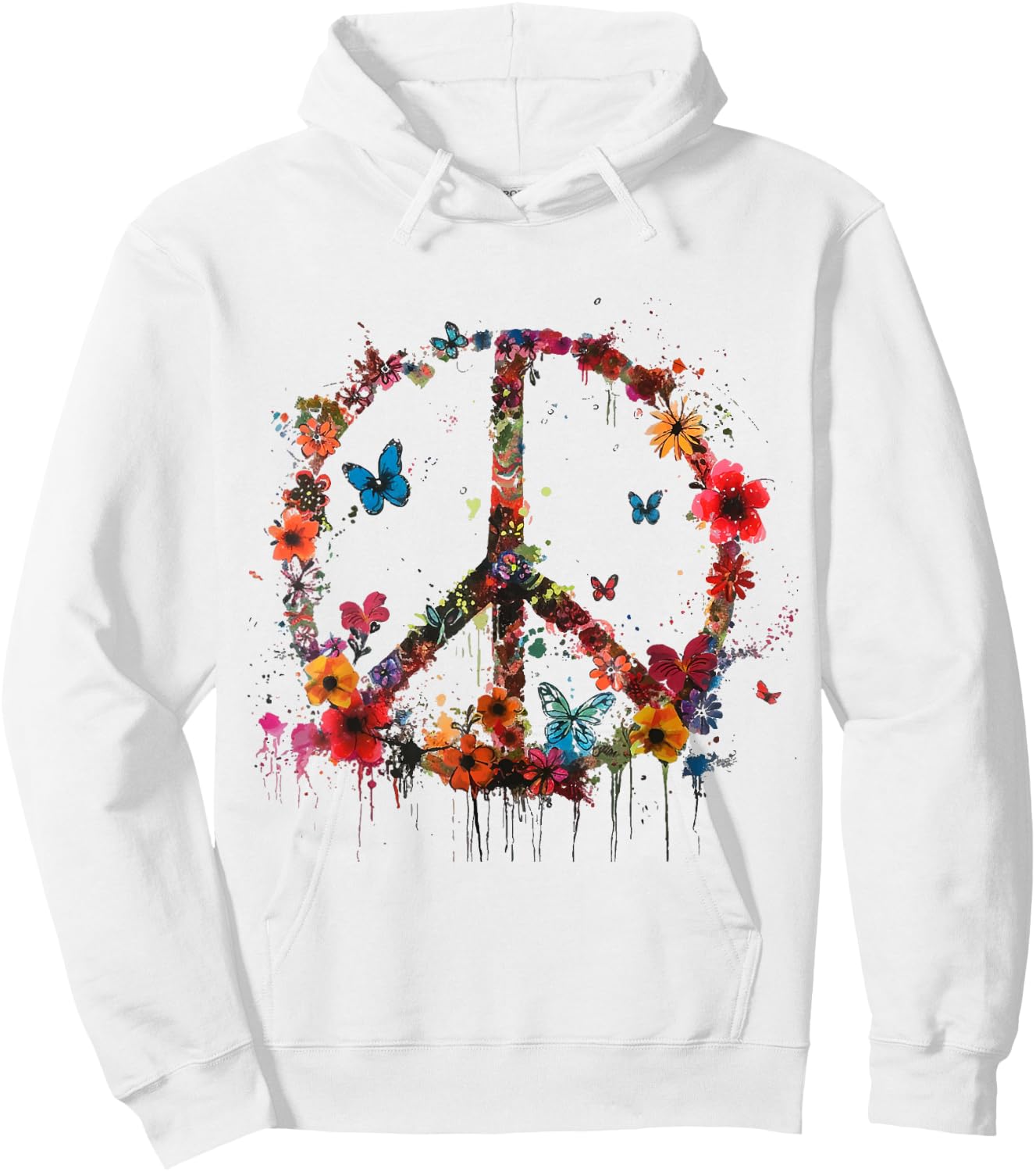 Peace Love Hippie Costume Peace Symbol 60s 70s , white, S Hoodie - Hoodie | White