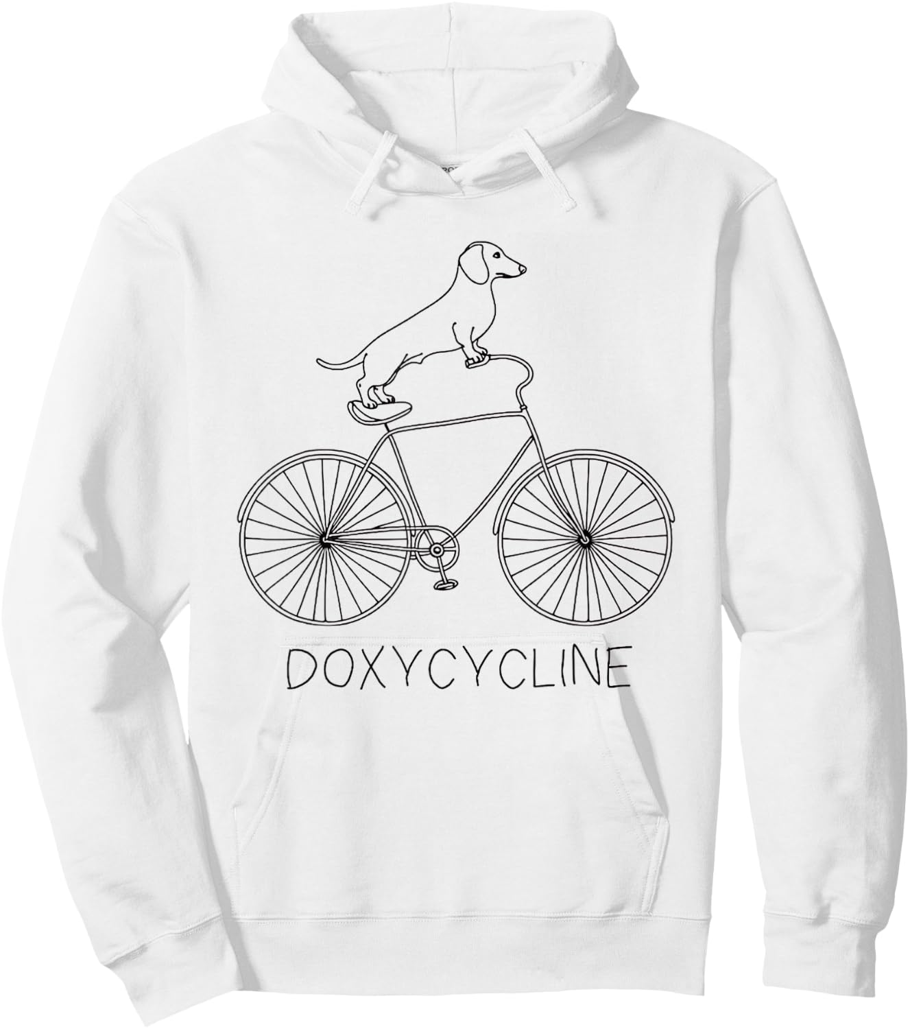 Doxycycline Pharmacy Pun Dachshund on Bicycle Veterinary Hoodie - Hoodie | White
