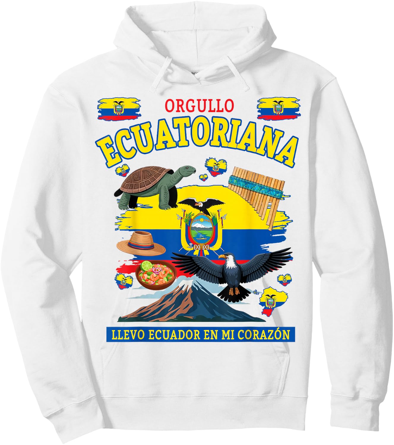 Ecuatoriana Ecuador Flag Idea Ecuadorian Cultural Hoodie - Hoodie | White