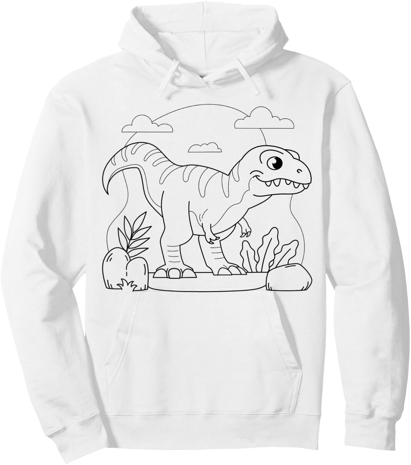 Dinosaur Dino Mandala to Paint & Colour for Children's , White Hoodie - Hoodie | White